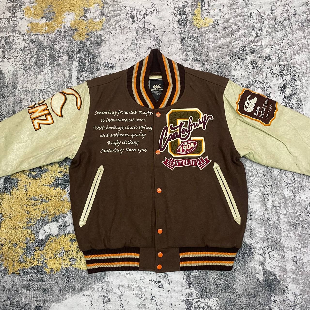 Canterbury of New Zealand × Vintage Z236 VTG CANTERBURY RUGBY VARSITY LEATHER JACKET Size US M / EU 48-50 / 2 - 3 Thumbnail