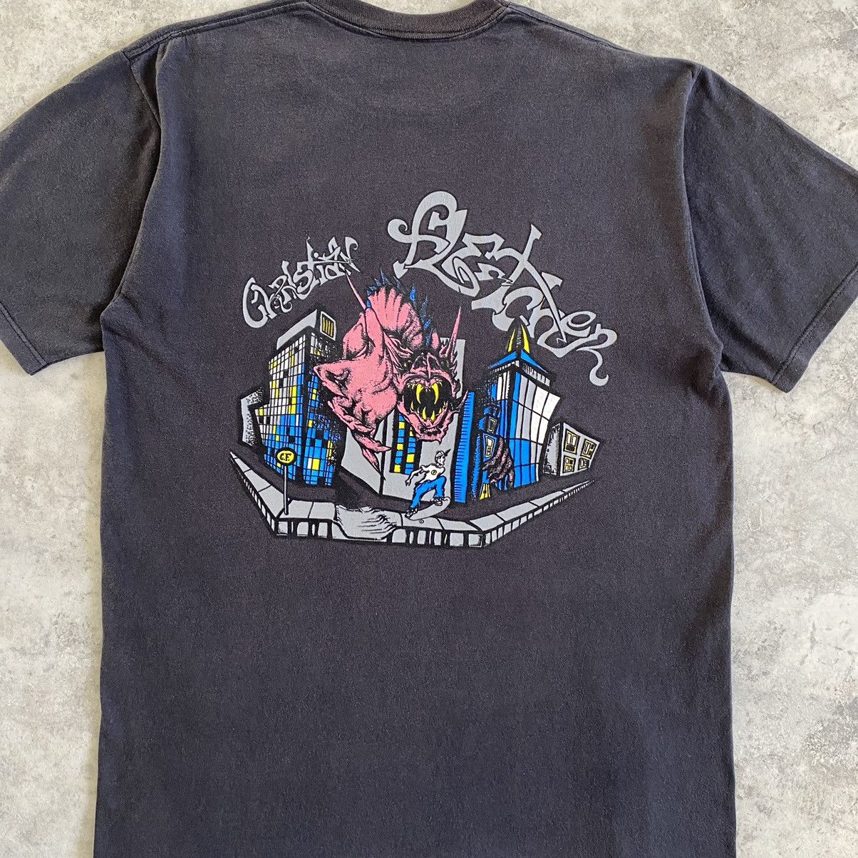 Rap Tees VTG 90’s Christian Fletcher Skateboard Graphic T-Shirt Size US L / EU 52-54 / 3 - 3 Thumbnail