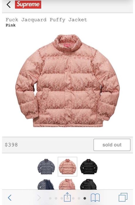 Supreme Supreme Fuck Jacquard Puffy Jacket Pink | Grailed