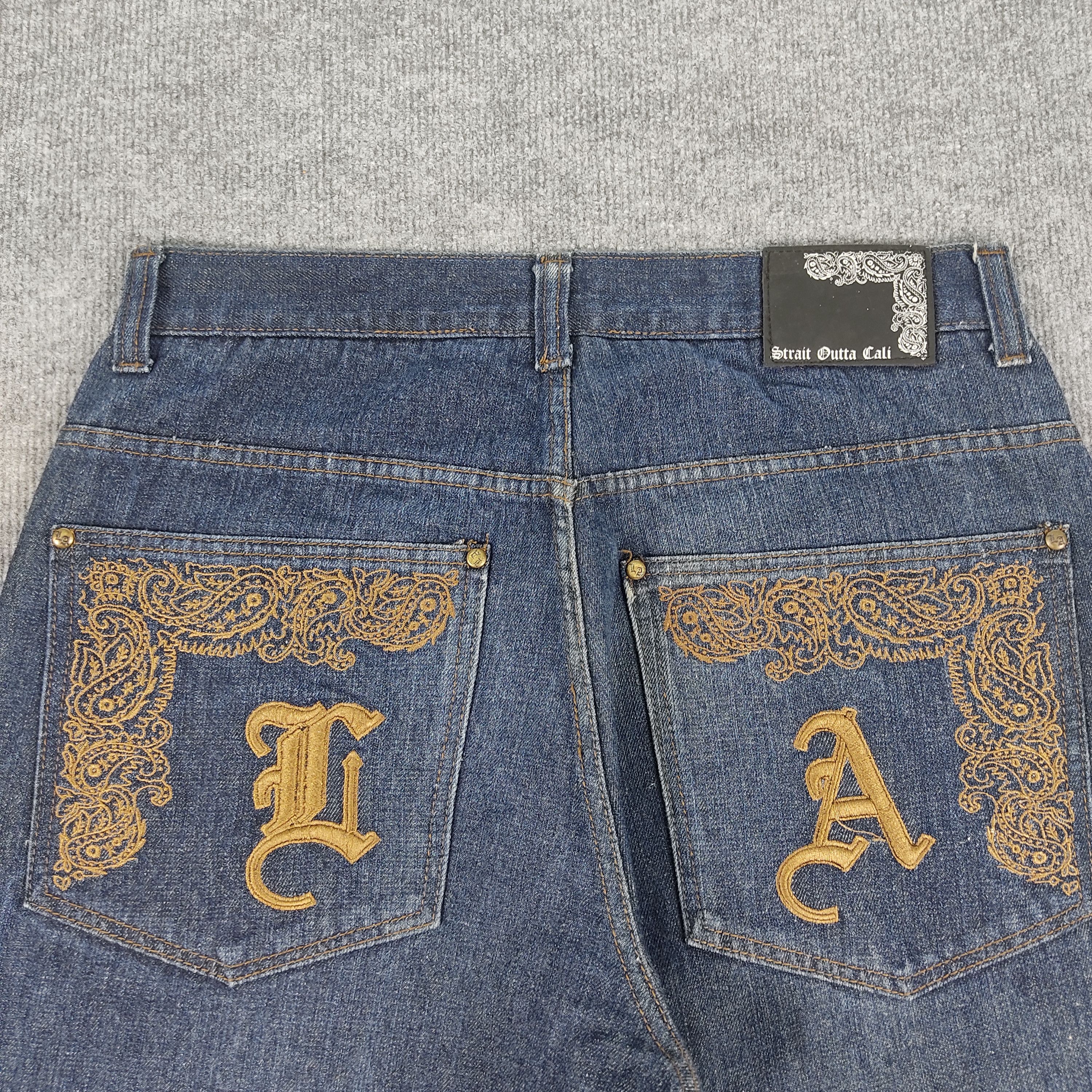 Vintage Vintage Straight Outta Cali Blue Wash Jeans L560 Size US 34 / EU 50 - 8 Thumbnail