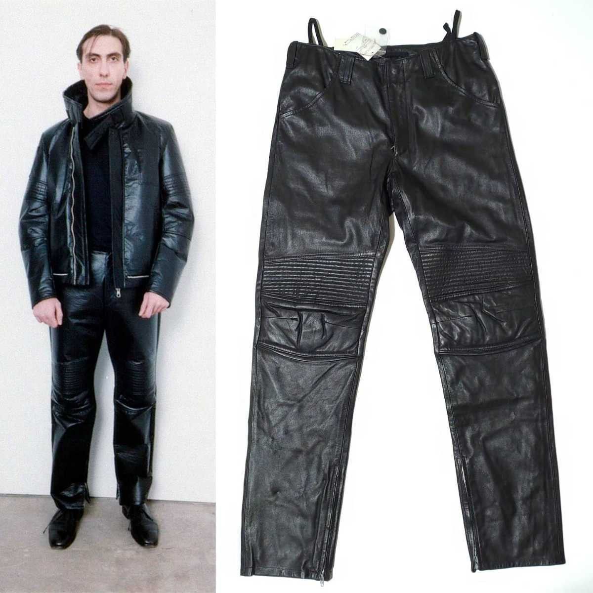 Helmut Lang NWT 99AW coating leather astro biker pants archive rare 1999 |  Grailed