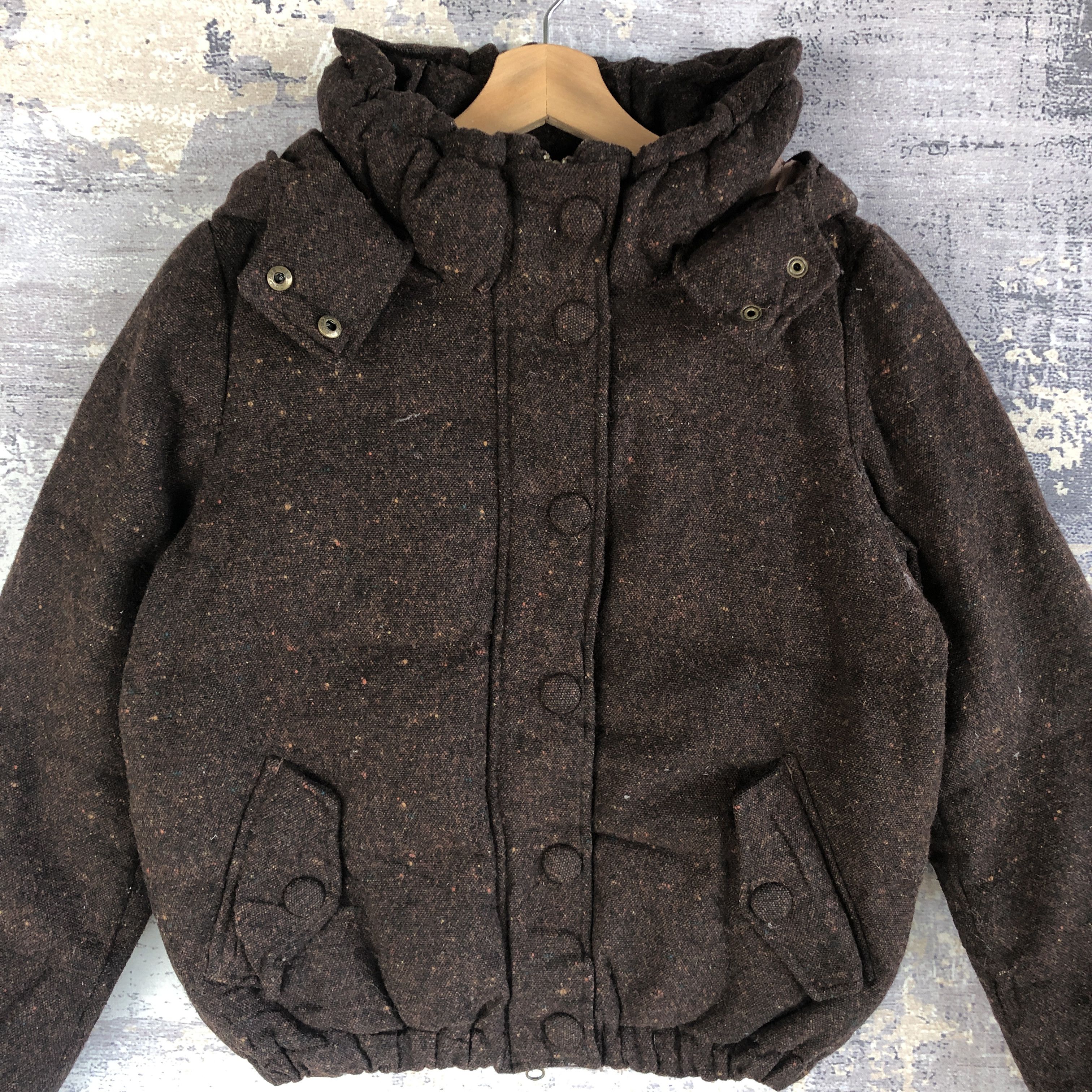 Japanese Brand × Vintage Khaju Japanese Puffer Wool Jacket Hoodie Wool Jacket Size US S / EU 44-46 / 1 - 7 Thumbnail