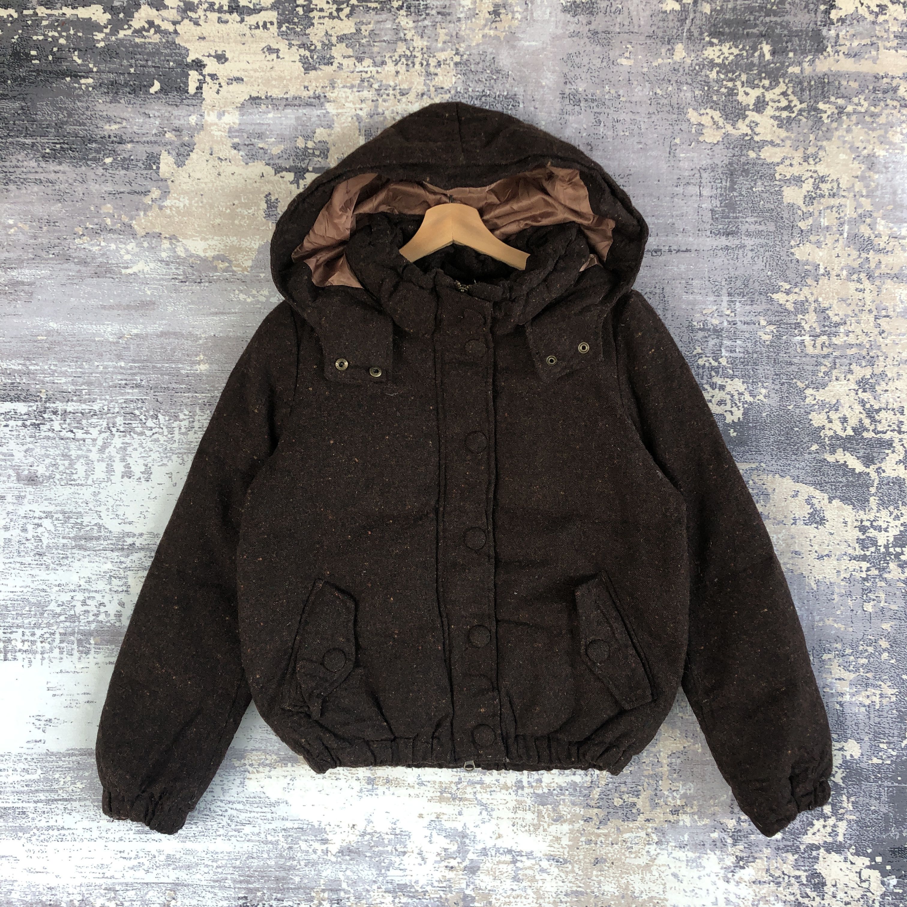 Japanese Brand × Vintage Khaju Japanese Puffer Wool Jacket Hoodie Wool Jacket Size US S / EU 44-46 / 1 - 1 Thumbnail