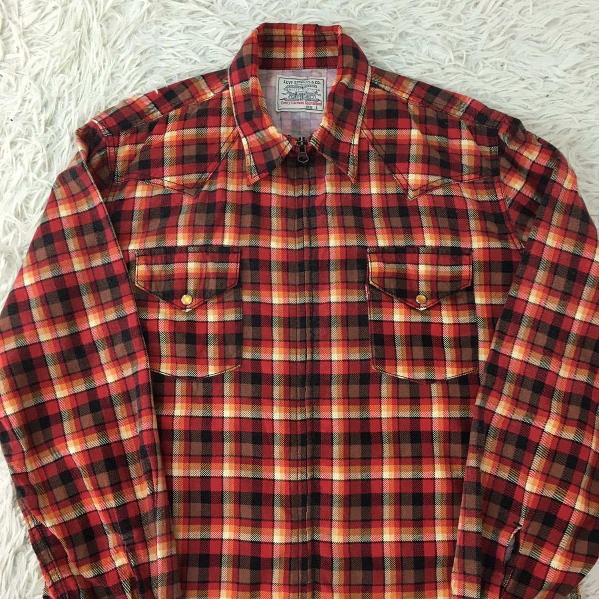 Levi's Levis Zip Up Western Flannel Size US M / EU 48-50 / 2 - 4 Thumbnail