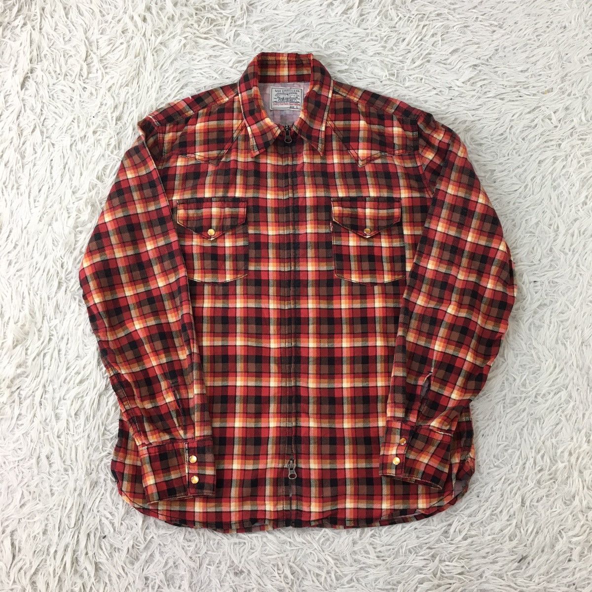 Levi's Levis Zip Up Western Flannel Size US M / EU 48-50 / 2 - 1 Thumbnail