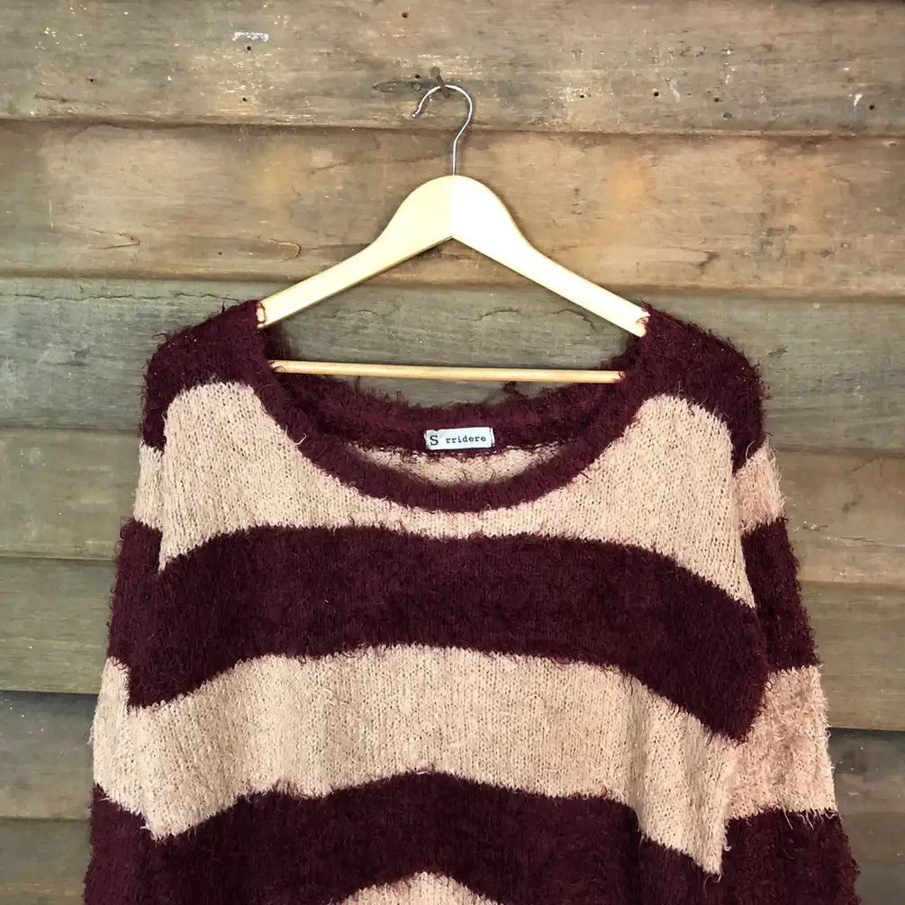 Homespun Knitwear × Japanese Brand × OVER THE STRiPES Japanese Brand Shag Shaggy Fur Mohair Knit Stripe #681 Size M / US 6-8 / IT 42-44 - 2 Thumbnail