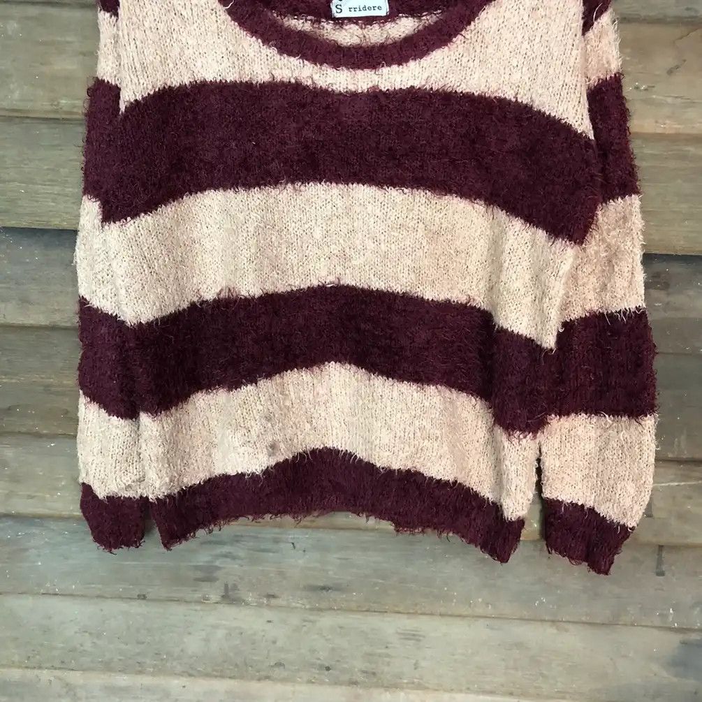 Homespun Knitwear × Japanese Brand × OVER THE STRiPES Japanese Brand Shag Shaggy Fur Mohair Knit Stripe #681 Size M / US 6-8 / IT 42-44 - 3 Thumbnail