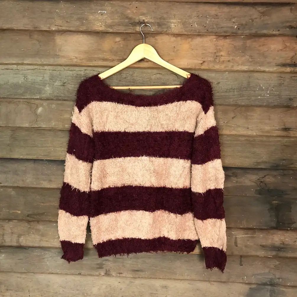 Homespun Knitwear × Japanese Brand × OVER THE STRiPES Japanese Brand Shag Shaggy Fur Mohair Knit Stripe #681 Size M / US 6-8 / IT 42-44 - 9 Thumbnail