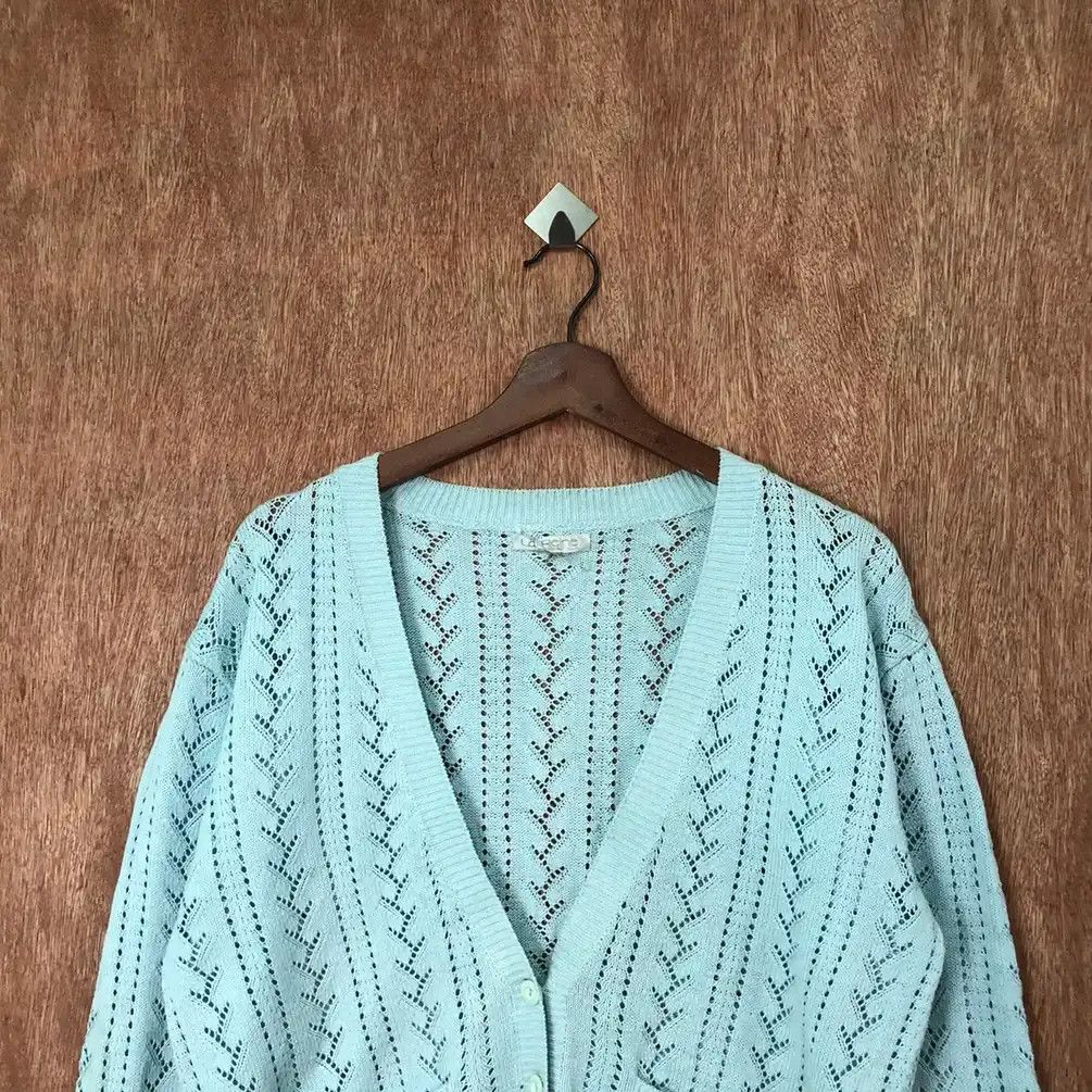 Aran Isles Knitwear La Reine Blue Cardigan Knitwear #351 Size L / US 10 / IT 46 - 2 Thumbnail