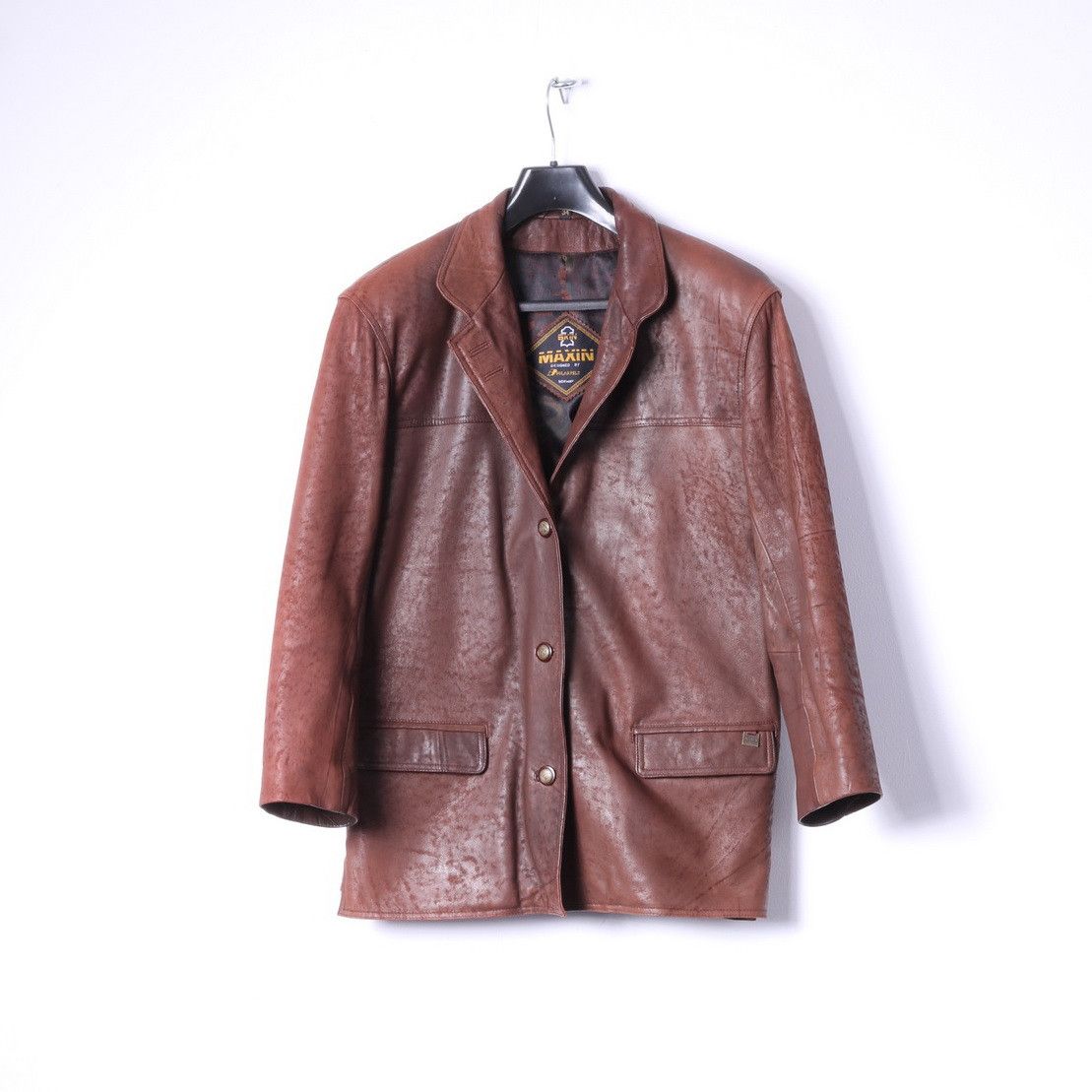 Vintage Maxin Norway Women 34 M Jacket Brown Leather Oversize 10577 Size M / US 6-8 / IT 42-44 - 2 Thumbnail