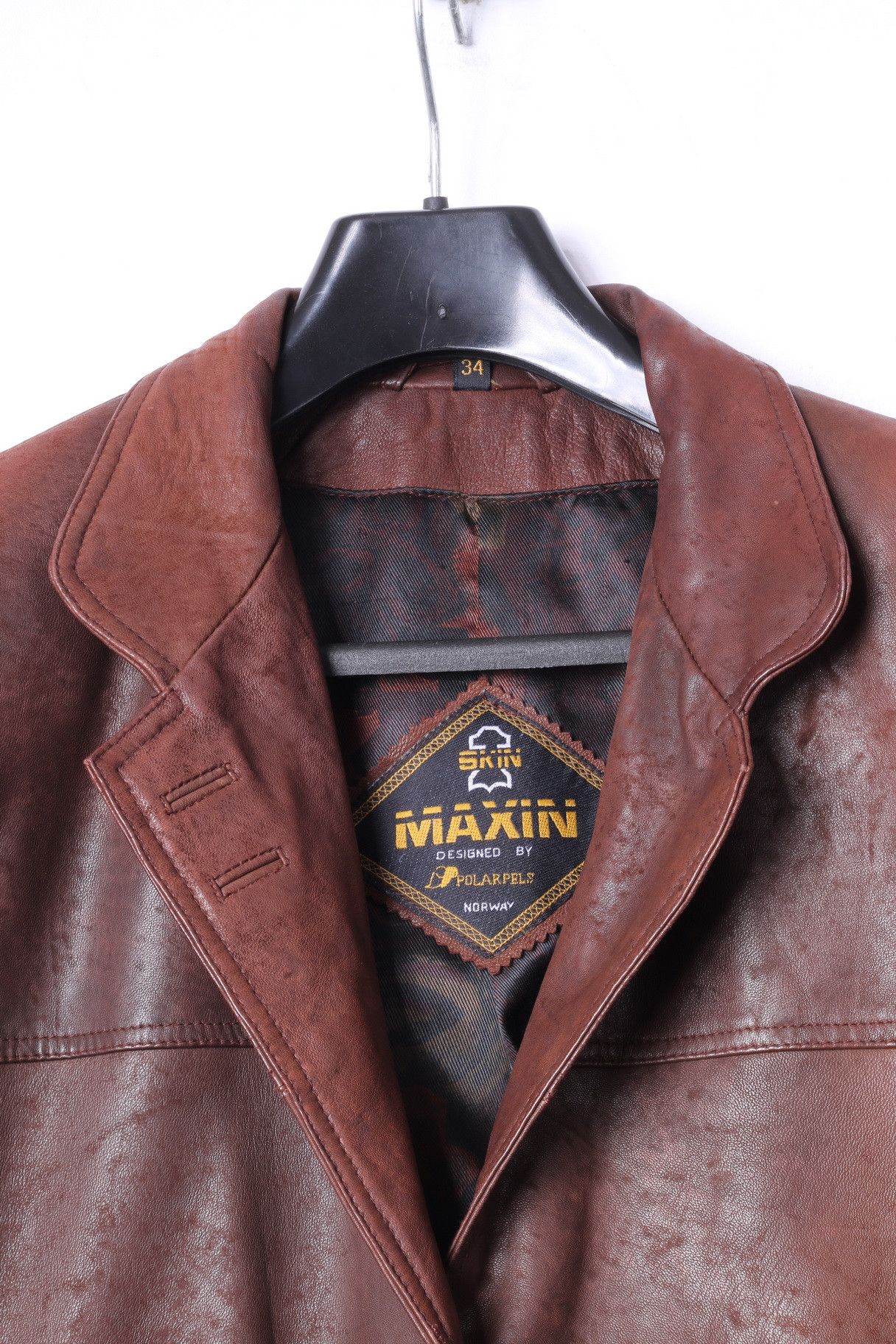 Vintage Maxin Norway Women 34 M Jacket Brown Leather Oversize 10577 Size M / US 6-8 / IT 42-44 - 3 Thumbnail