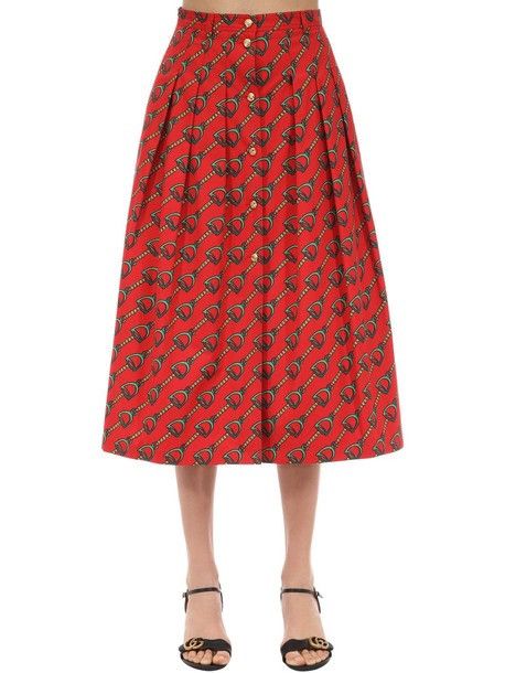GUCCI Printed Cotton Panama Midi Skirt Size 38