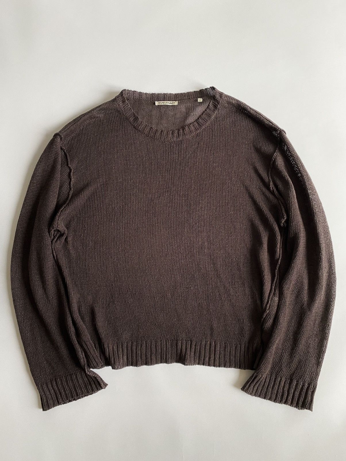image of Our Legacy Acre Linen Knit Brown Sweater, Men's (Size Large)