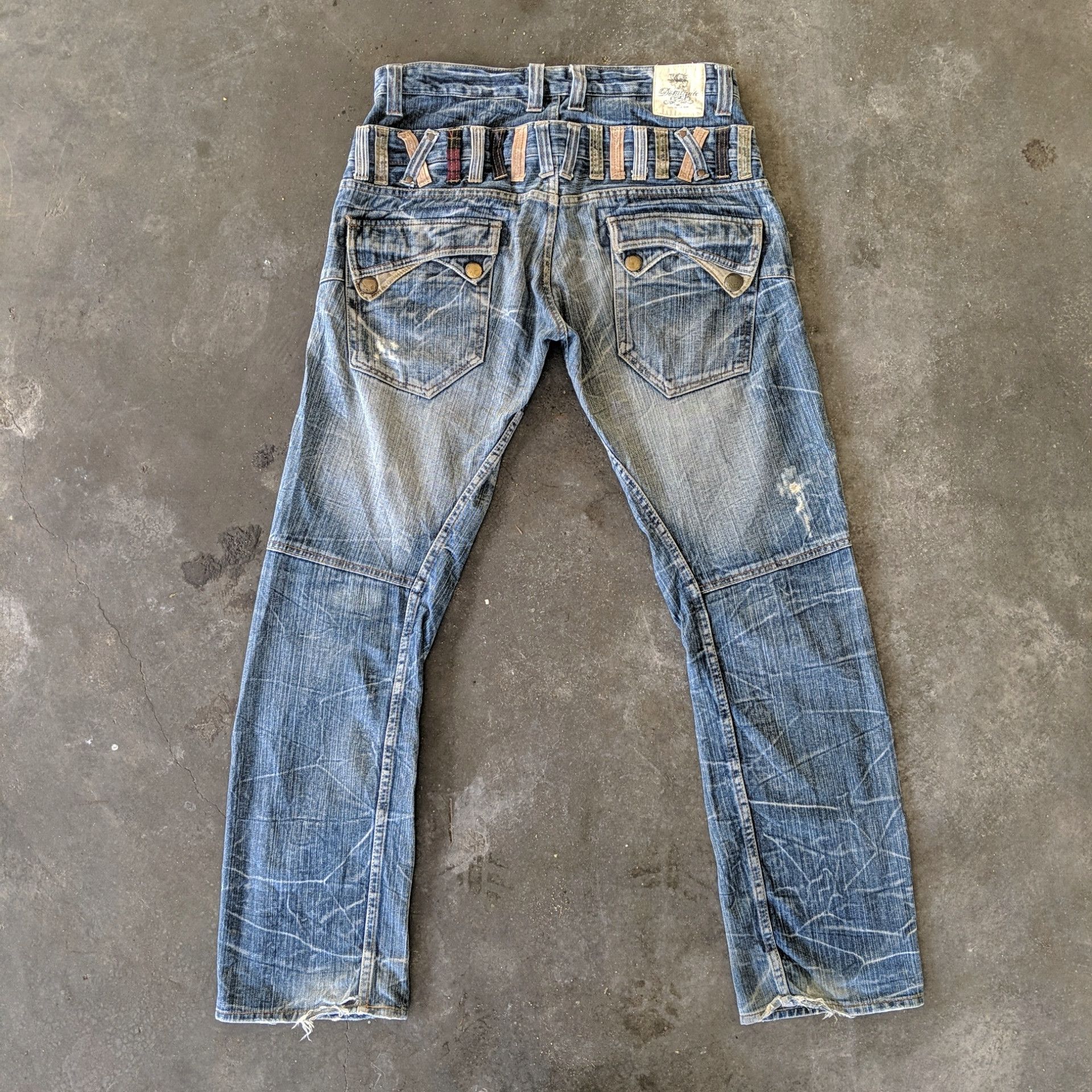 Japanese Brand Vtg Dominate Double Waist Faded Distressed Denim Jeans Pants Size US 34 / EU 50 - 2 Thumbnail