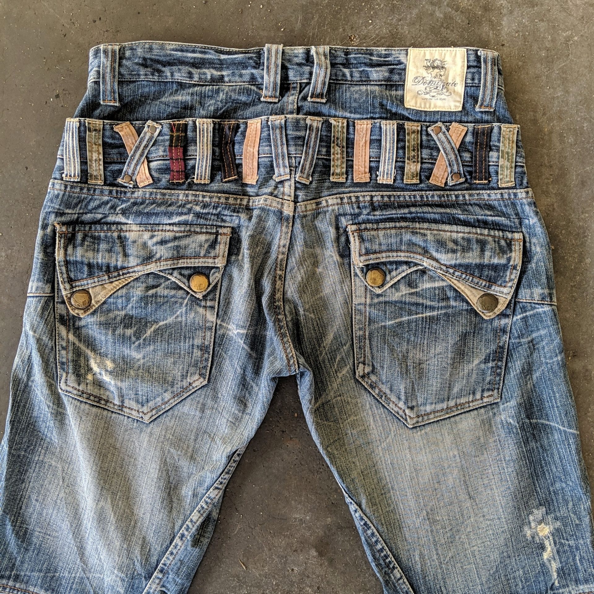 Japanese Brand Vtg Dominate Double Waist Faded Distressed Denim Jeans Pants Size US 34 / EU 50 - 8 Thumbnail