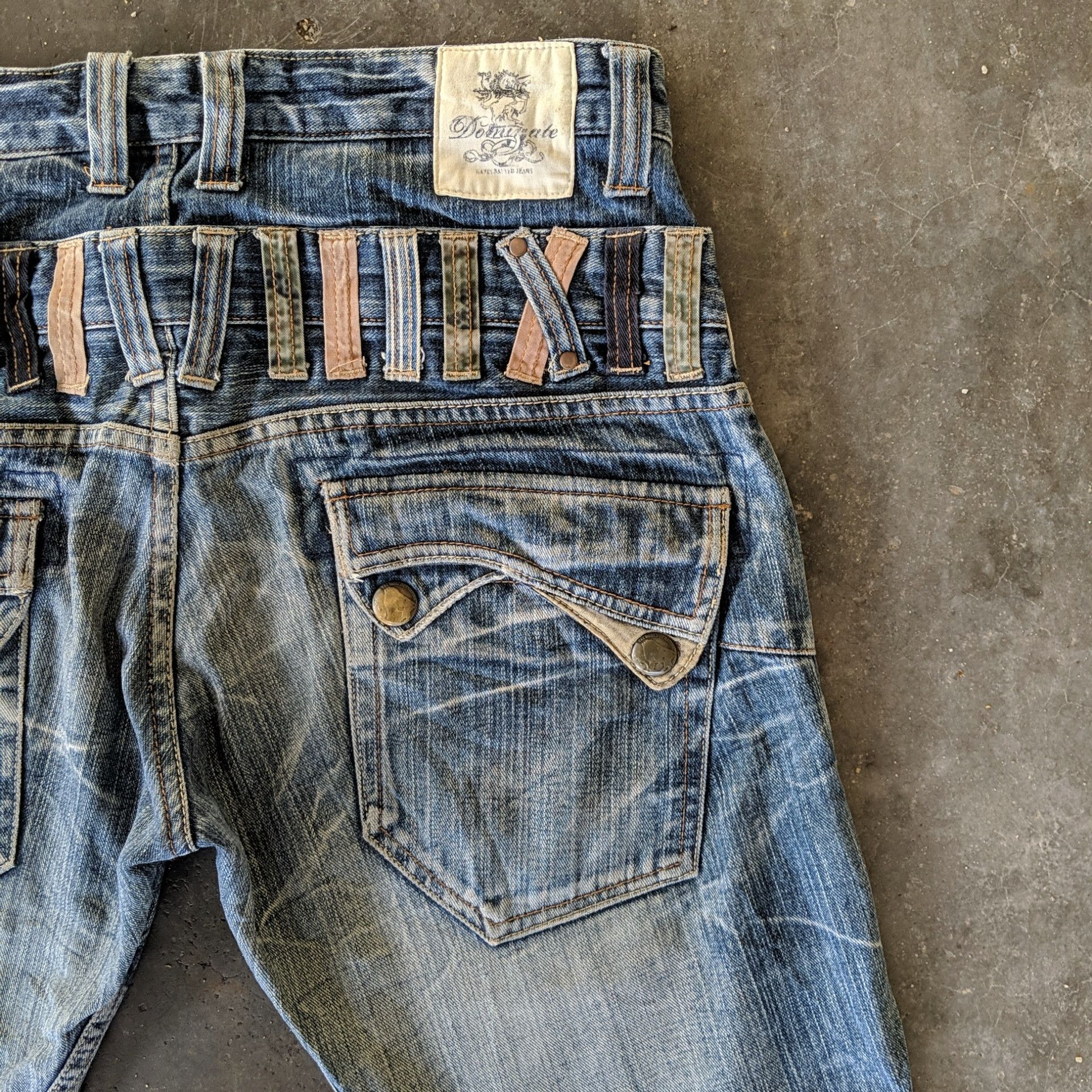Japanese Brand Vtg Dominate Double Waist Faded Distressed Denim Jeans Pants Size US 34 / EU 50 - 15 Thumbnail