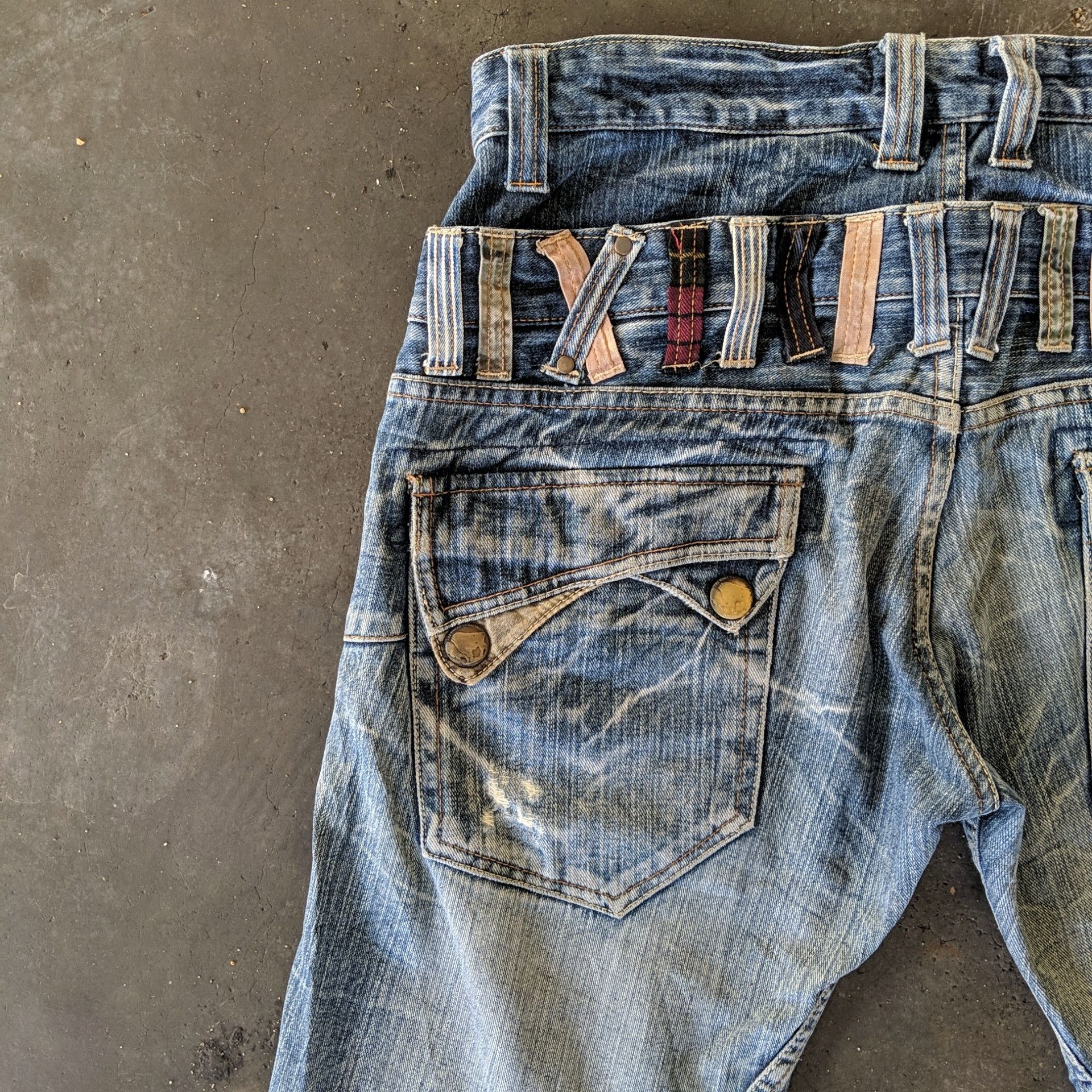 Japanese Brand Vtg Dominate Double Waist Faded Distressed Denim Jeans Pants Size US 34 / EU 50 - 14 Thumbnail