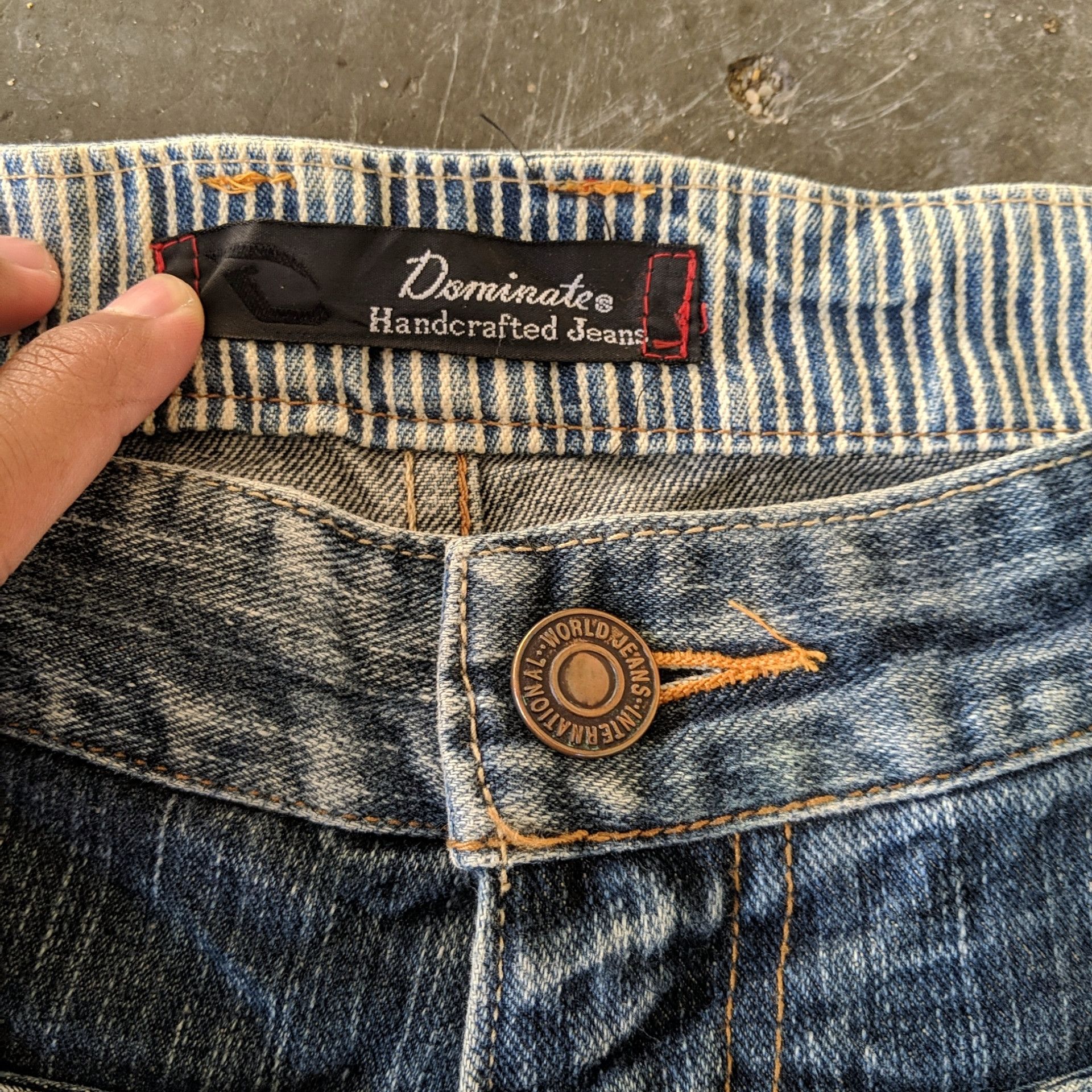 Japanese Brand Vtg Dominate Double Waist Faded Distressed Denim Jeans Pants Size US 34 / EU 50 - 5 Thumbnail