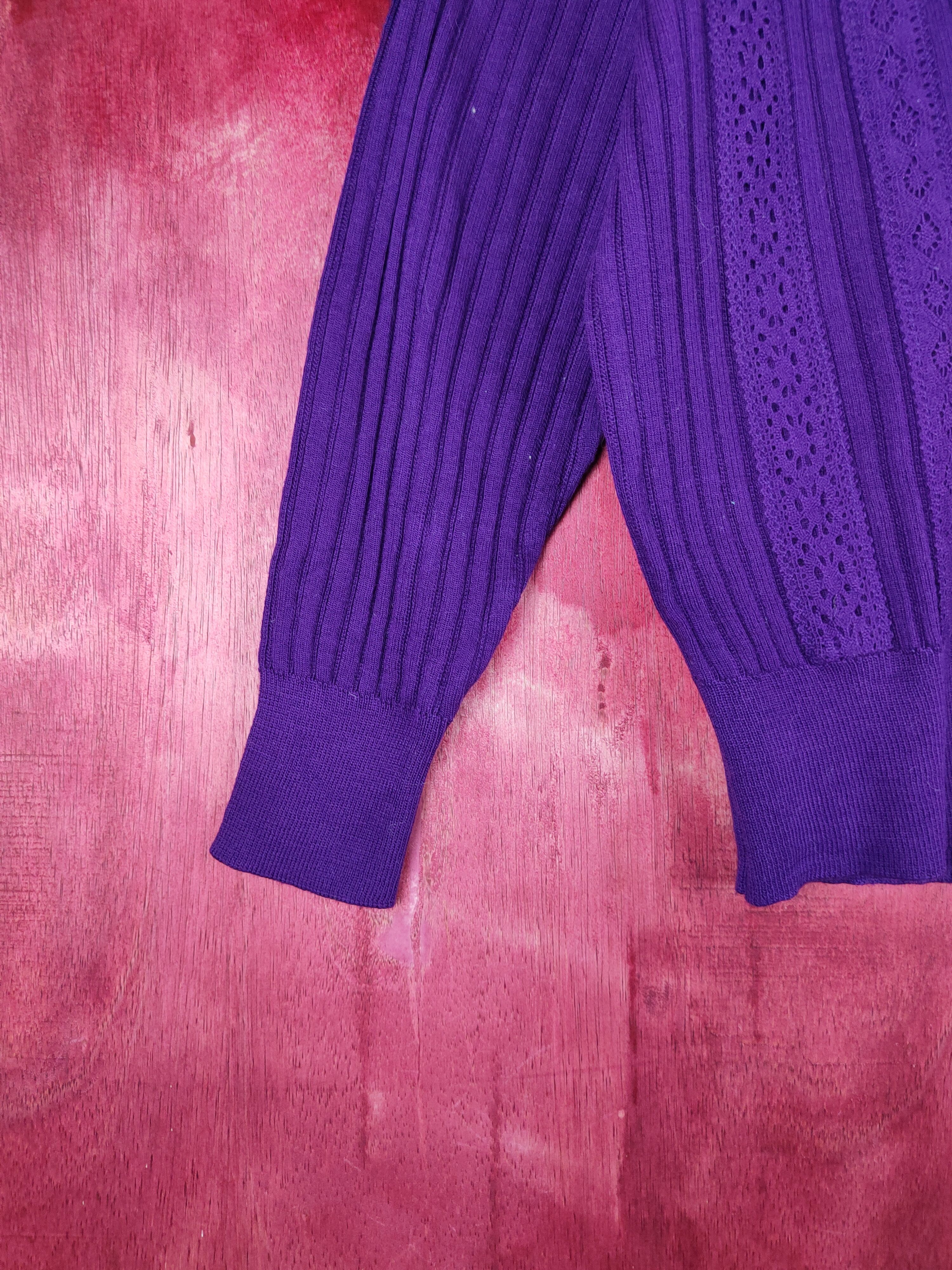 Japanese Brand Kosugi Purple Knitwear Cardigan Crop Tops Size L / US 10 / IT 46 - 4 Thumbnail