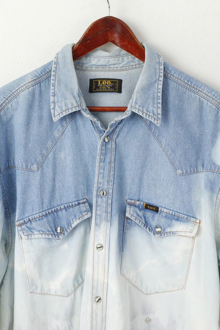 Lee Lee Sanforized Men XL Casual Shirt Blue Jeans Ombre 9209 Size US XL / EU 56 / 4 - 3 Thumbnail
