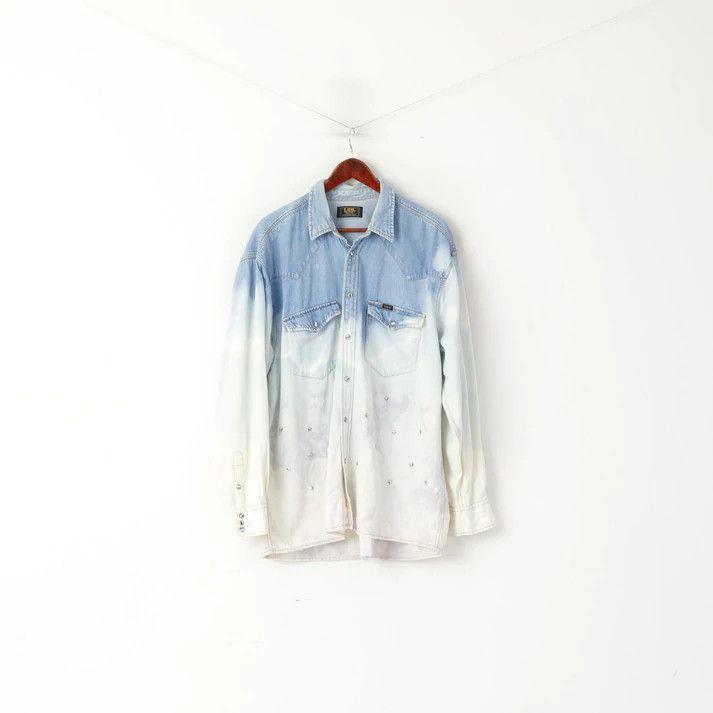 Lee Lee Sanforized Men XL Casual Shirt Blue Jeans Ombre 9209 Size US XL / EU 56 / 4 - 2 Thumbnail