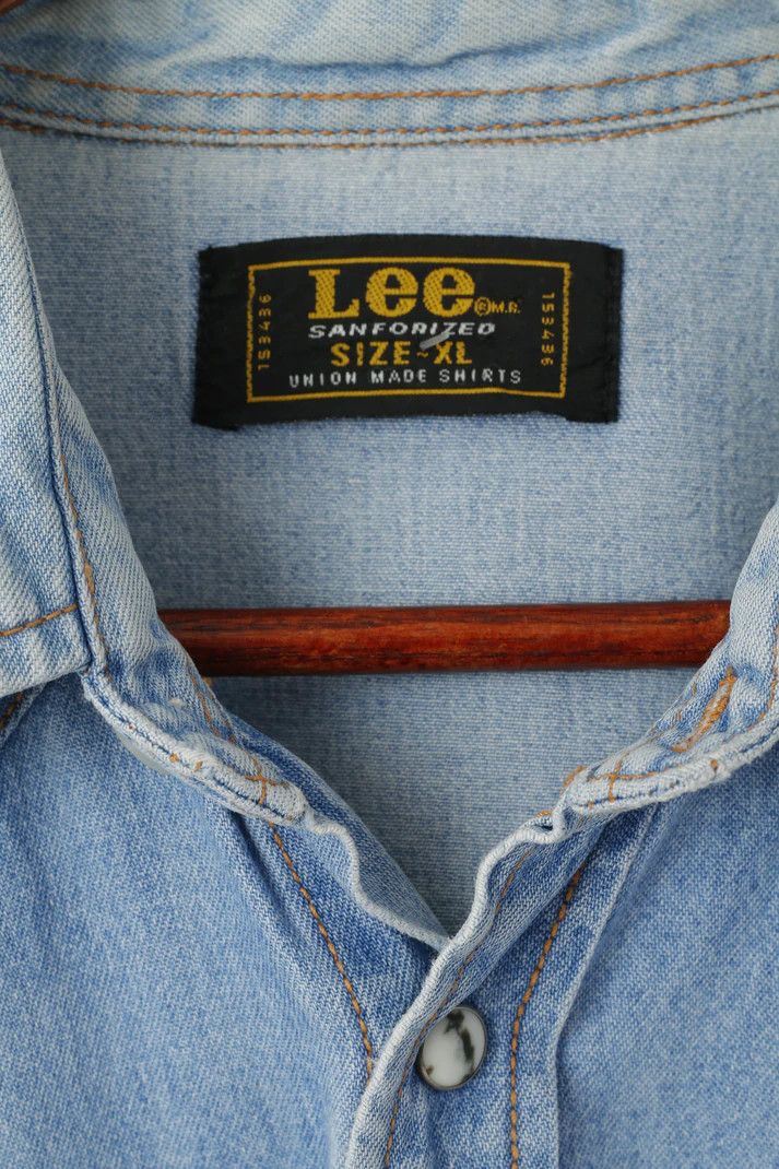 Lee Lee Sanforized Men XL Casual Shirt Blue Jeans Ombre 9209 Size US XL / EU 56 / 4 - 5 Thumbnail