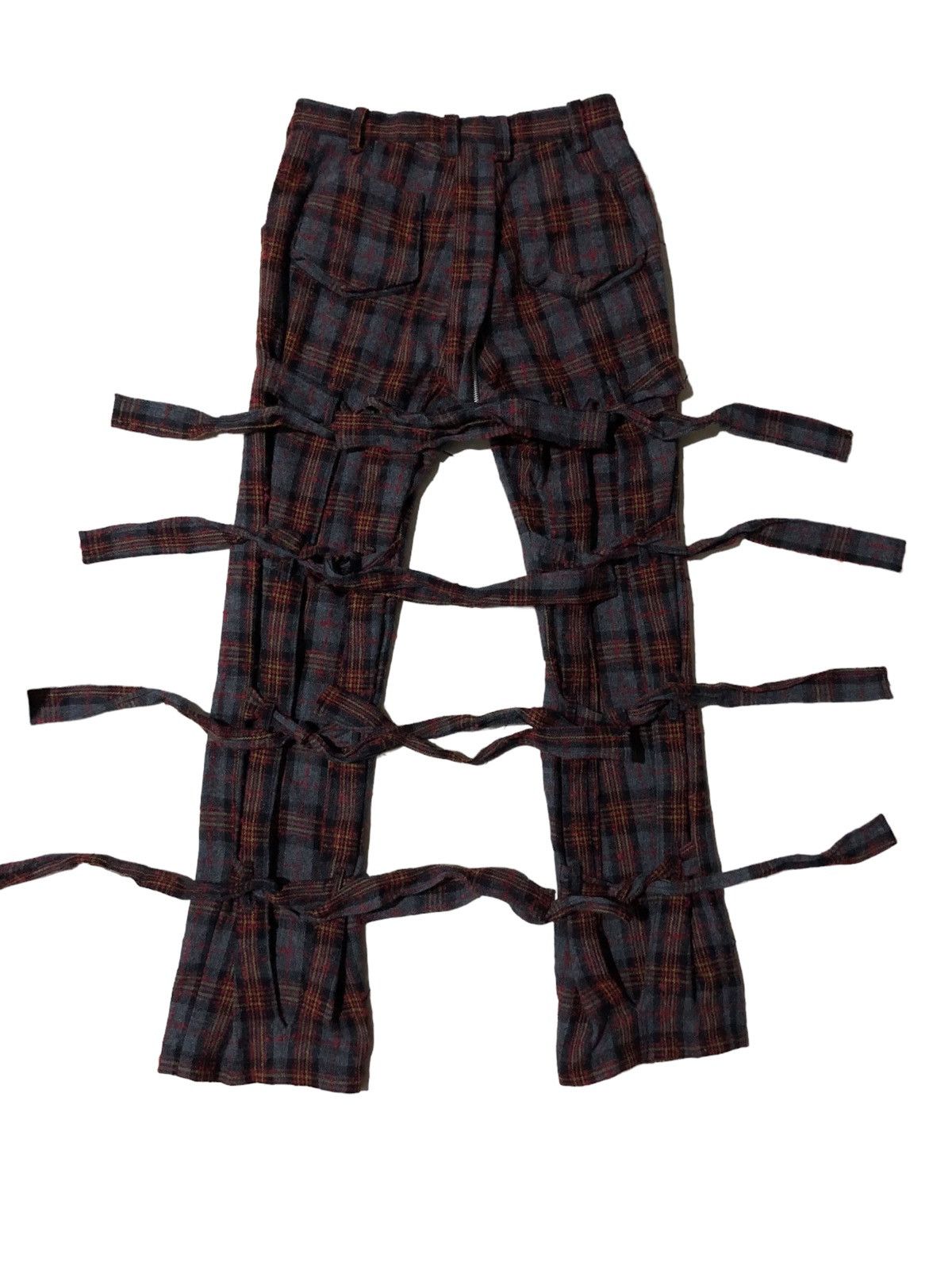 A.F.F.A. T 🇯🇵 Check Plaid Seditionary AFFA Bondage Strap Wool Pants Size US 28 / EU 44 - 2 Thumbnail