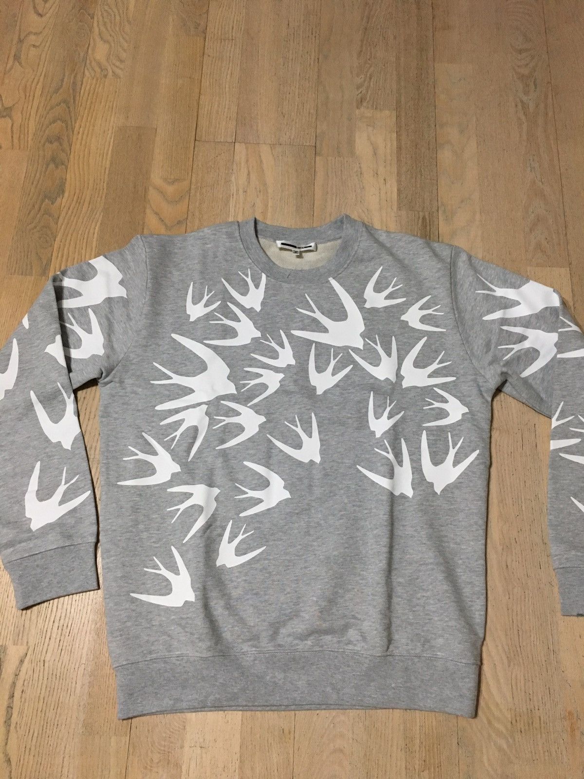 Alexander McQueen Mcq Alexander Mcqueen Gray White Swallow Print Sweatshirt Grailed
