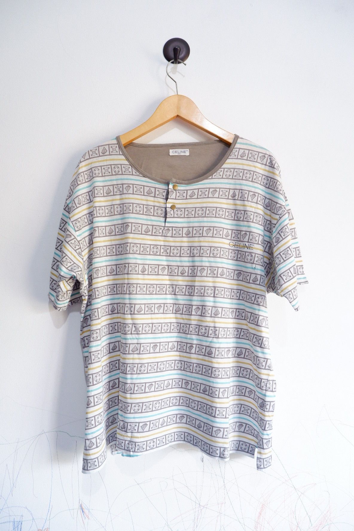 Celine Vintage 90s Celine Paris Monogram Striped Tees Size US L / EU 52-54 / 3 - 1 Thumbnail