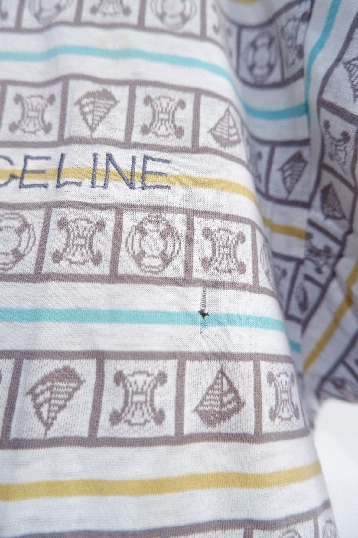 Celine Vintage 90s Celine Paris Monogram Striped Tees Size US L / EU 52-54 / 3 - 4 Thumbnail