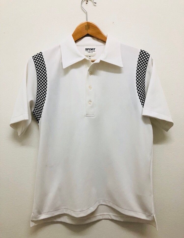 Comme Des Garcon Sport White Polos Checkered Short Sleeve