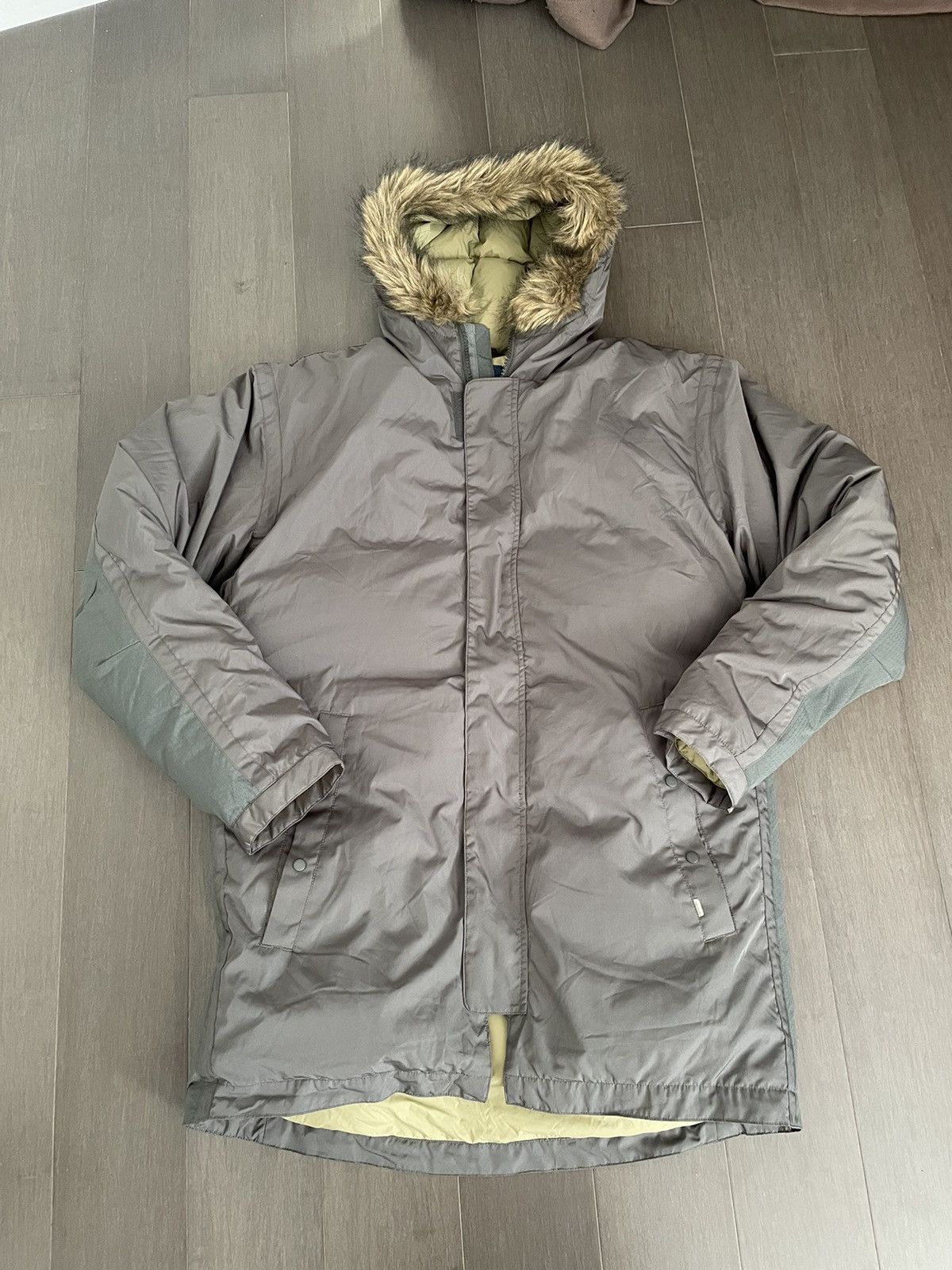 Stussy Stussy Down Puffer Fur Jacket Grey Vintage | Grailed