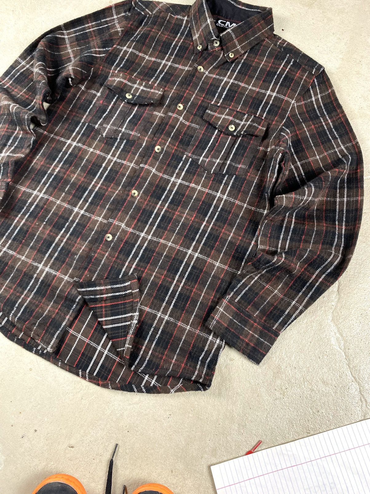 Flannel Brown Vintage Flannel Shirt Checkered Travis Scott Style Size US S / EU 44-46 / 1 - 5 Thumbnail