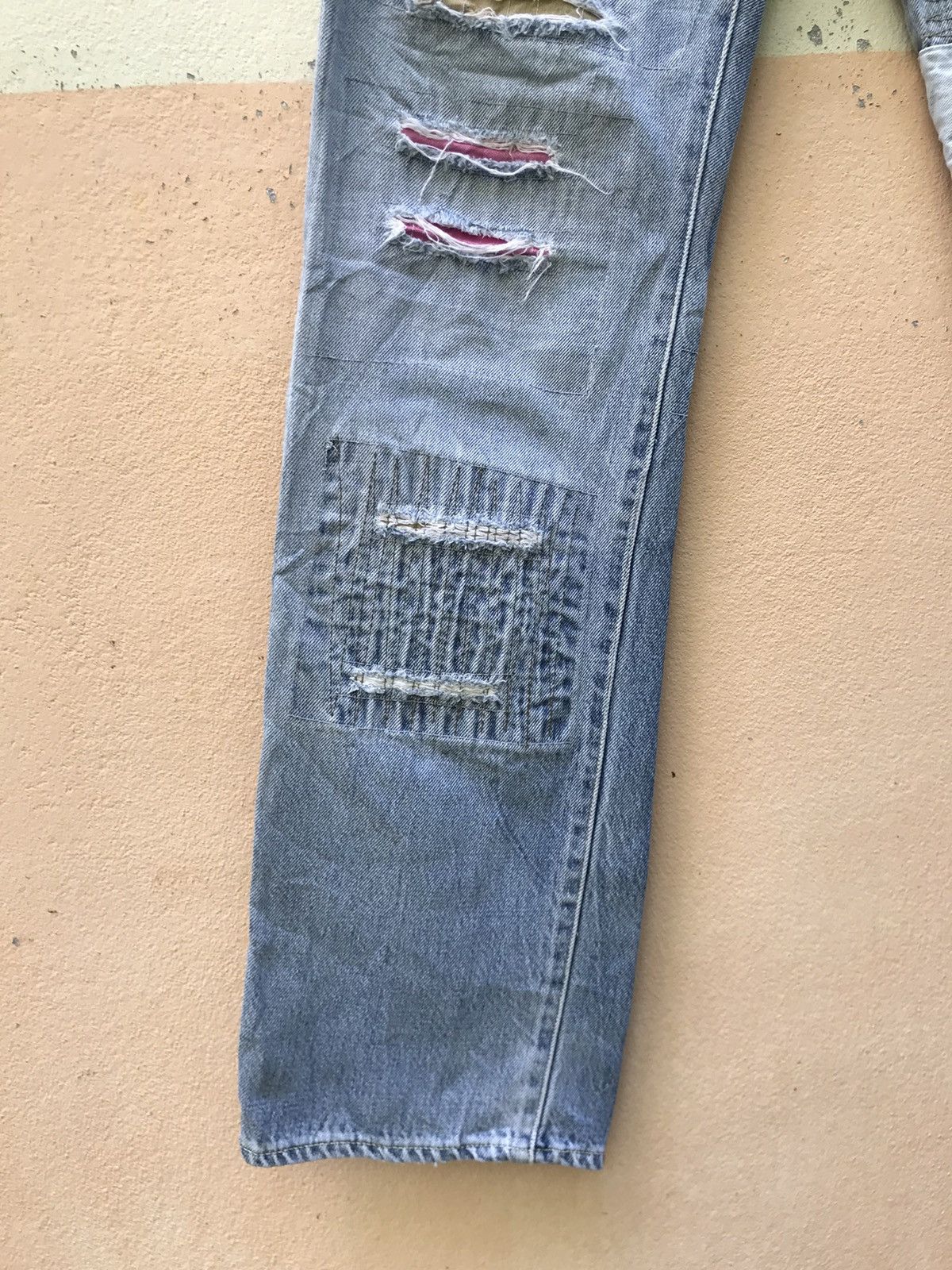 Yoshiyuki Konishi Ficce Yoshiyuki Konishi Distressed Patchwork Selvedge Denim Size US 28 / EU 44 - 10 Thumbnail