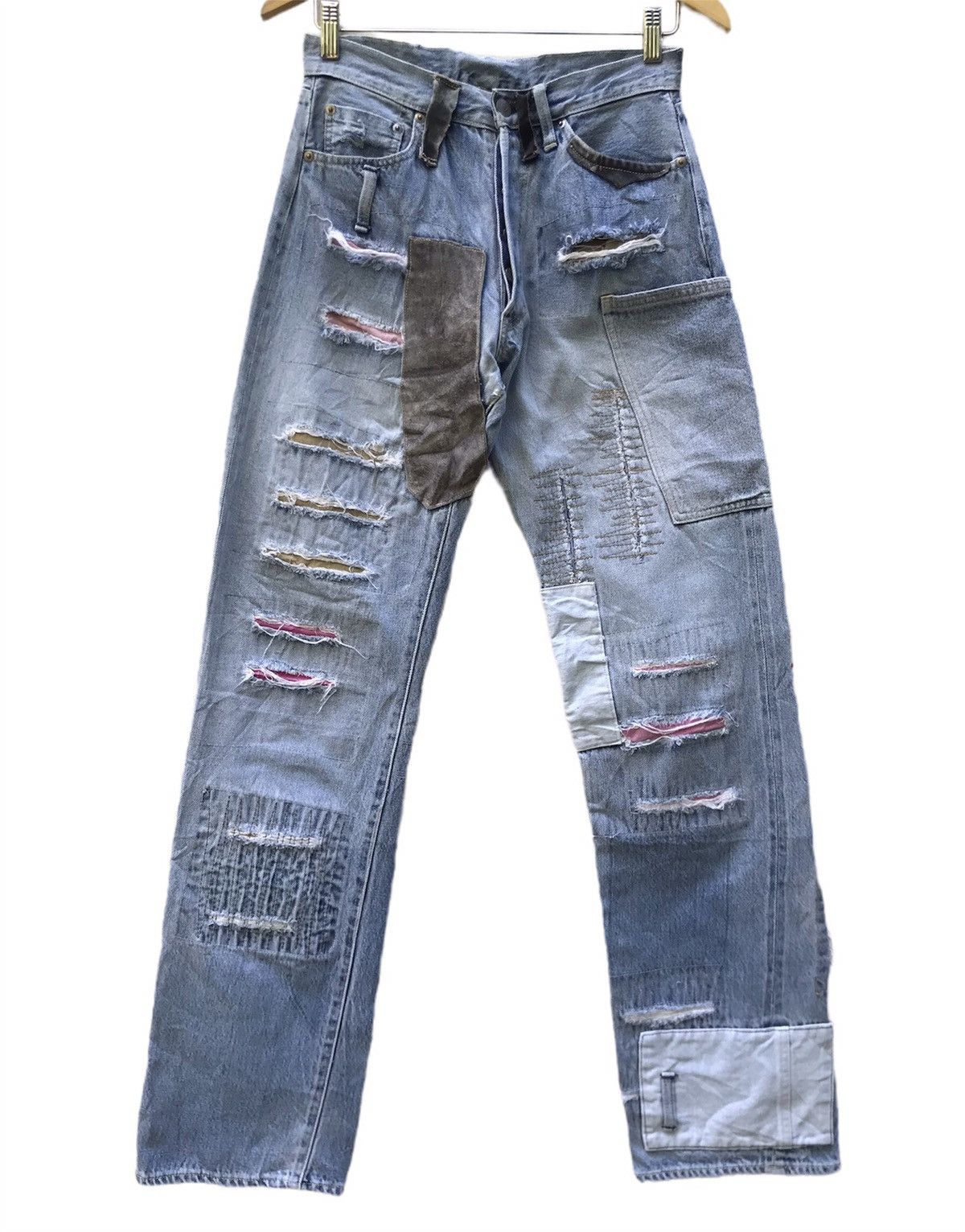 Yoshiyuki Konishi Ficce Yoshiyuki Konishi Distressed Patchwork Selvedge Denim Size US 28 / EU 44 - 3 Thumbnail