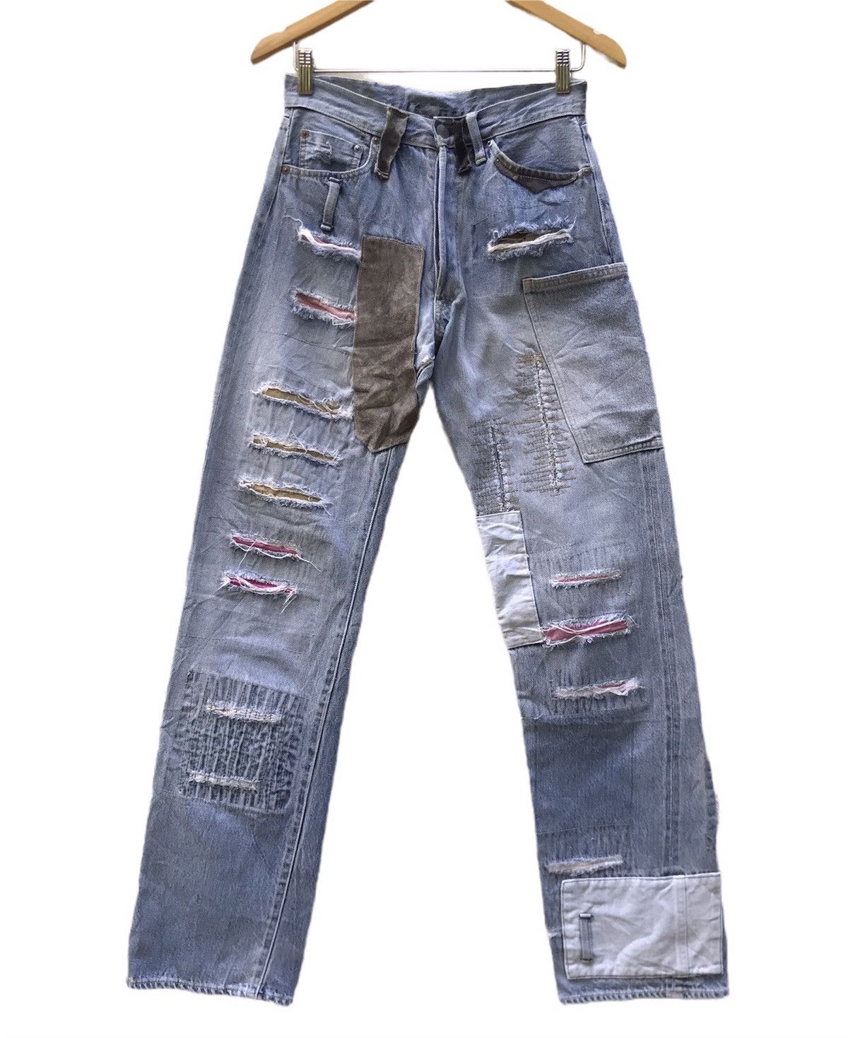 Yoshiyuki Konishi Ficce Yoshiyuki Konishi Distressed Patchwork Selvedge Denim Size US 28 / EU 44 - 4 Thumbnail