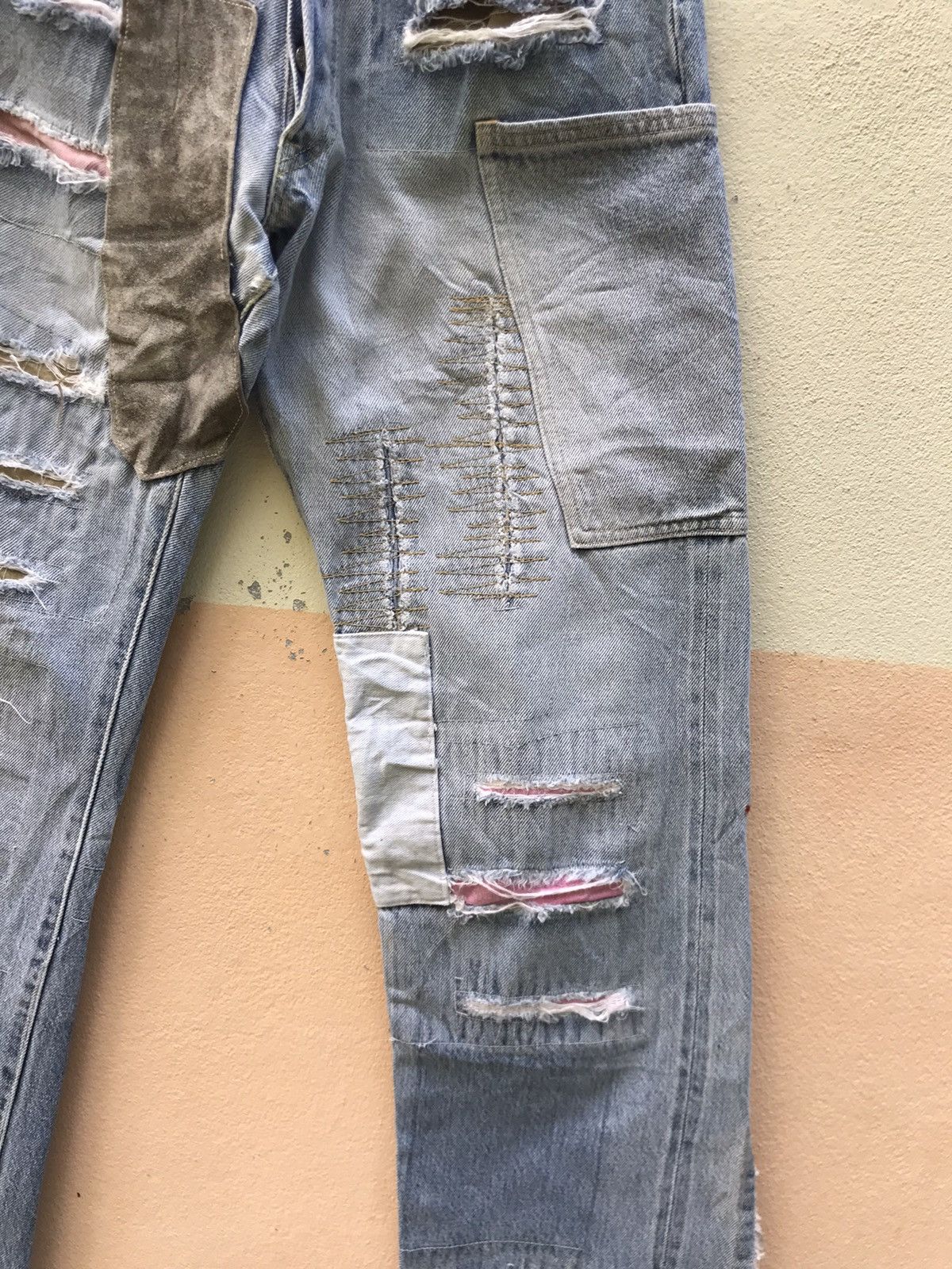 Yoshiyuki Konishi Ficce Yoshiyuki Konishi Distressed Patchwork Selvedge Denim Size US 28 / EU 44 - 6 Thumbnail