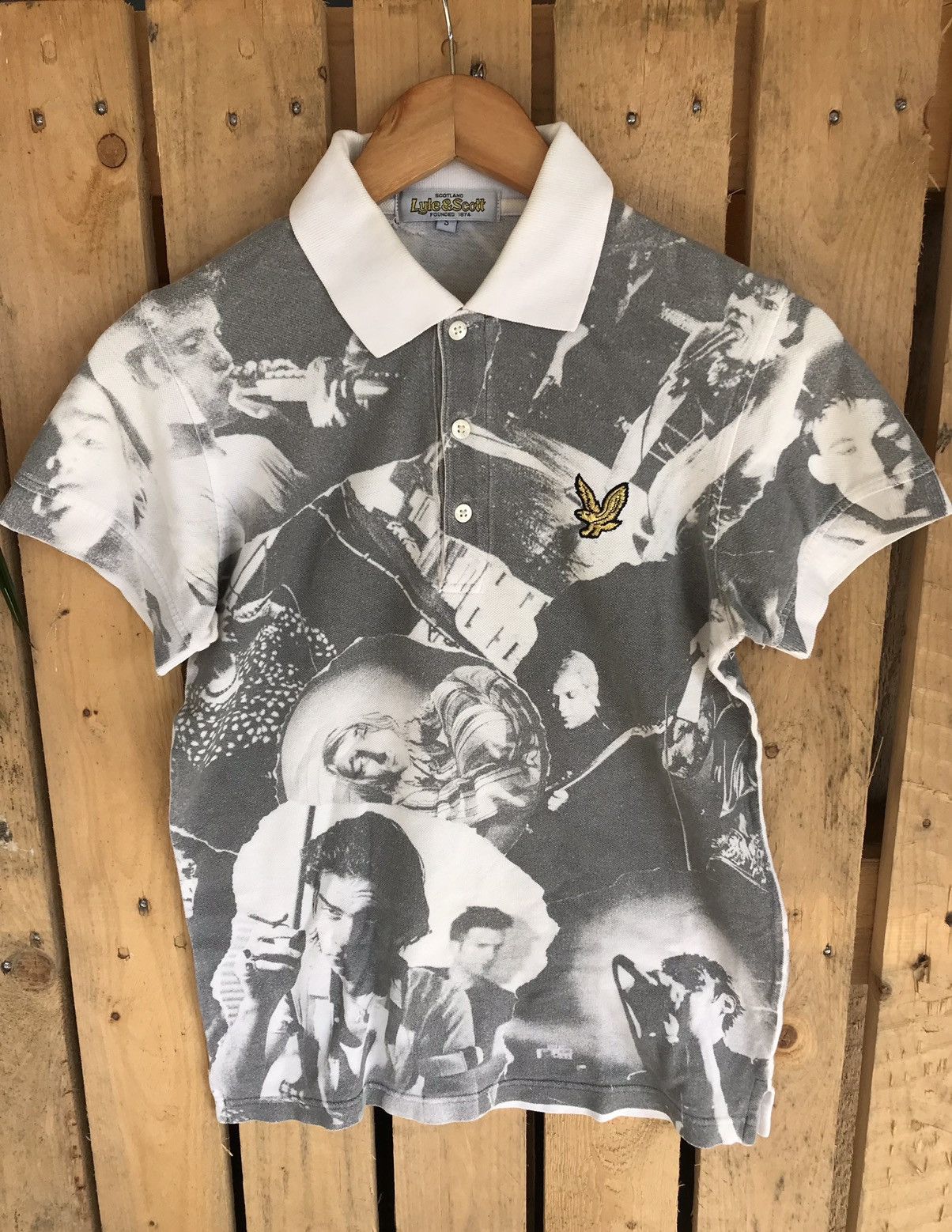 Band Tees × Lyle & Scott × Vintage Vtg Lyle & Scott All Overprint Morissey Damon Albarn Polo Size US S / EU 44-46 / 1 - 3 Thumbnail
