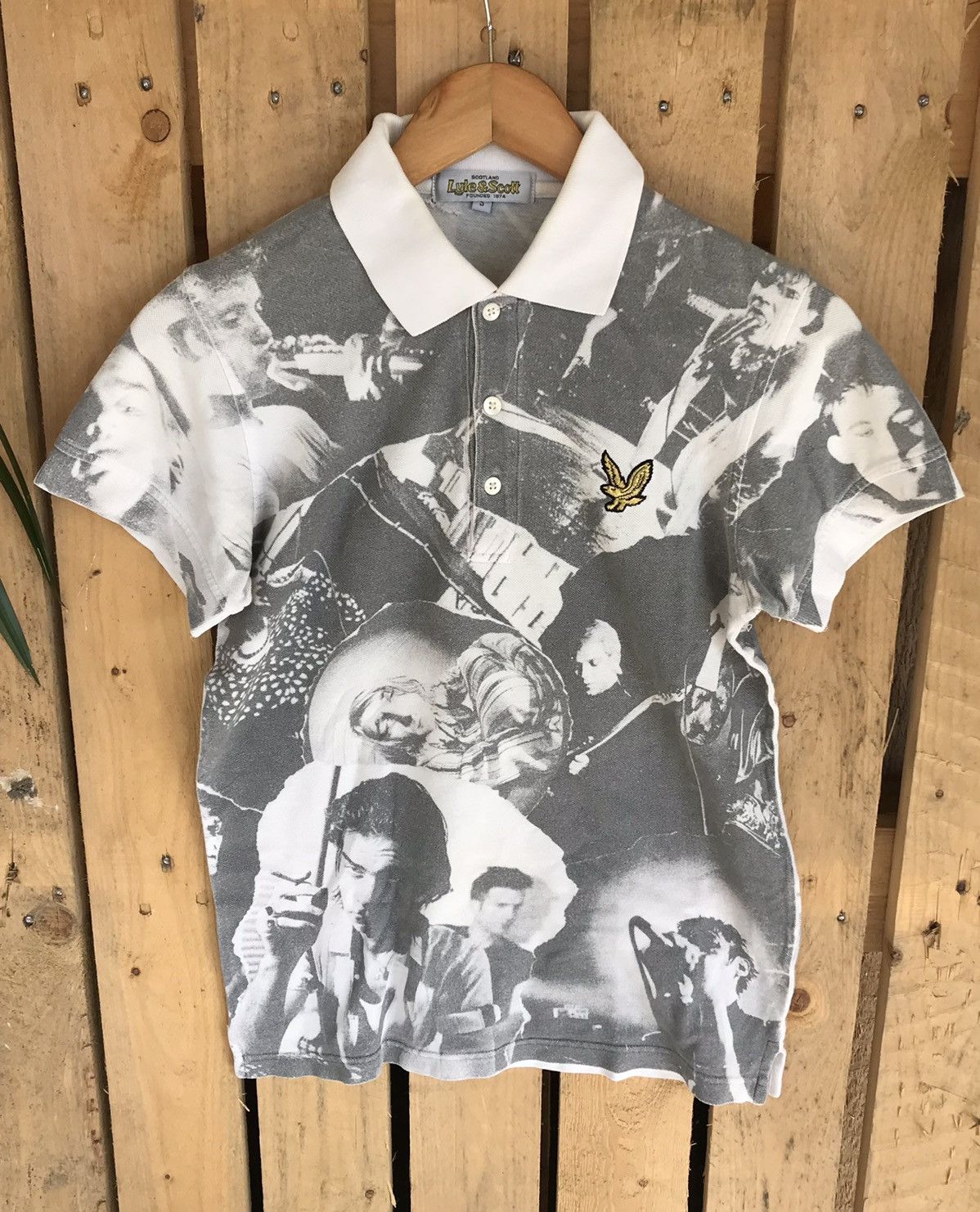 Band Tees × Lyle & Scott × Vintage Vtg Lyle & Scott All Overprint Morissey Damon Albarn Polo Size US S / EU 44-46 / 1 - 1 Thumbnail
