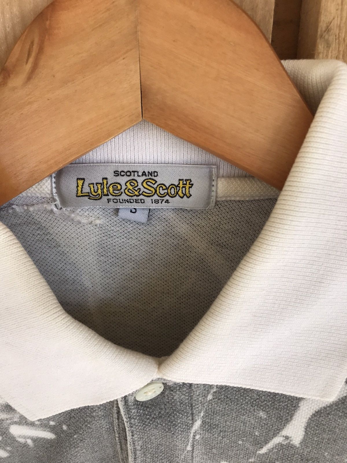 Band Tees × Lyle & Scott × Vintage Vtg Lyle & Scott All Overprint Morissey Damon Albarn Polo Size US S / EU 44-46 / 1 - 5 Thumbnail