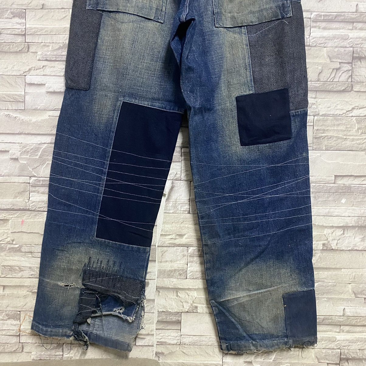 Vintage Vintage LOT29 Denim Baggy Patchwork Jeans Size US 35 - 15 Thumbnail