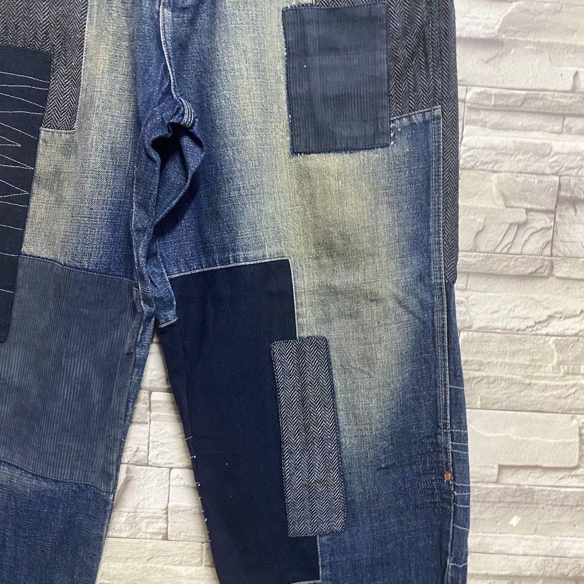 Vintage Vintage LOT29 Denim Baggy Patchwork Jeans Size US 35 - 9 Thumbnail