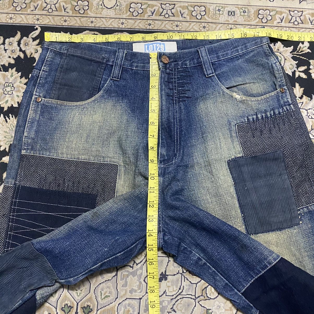 Vintage Vintage LOT29 Denim Baggy Patchwork Jeans Size US 35 - 19 Thumbnail
