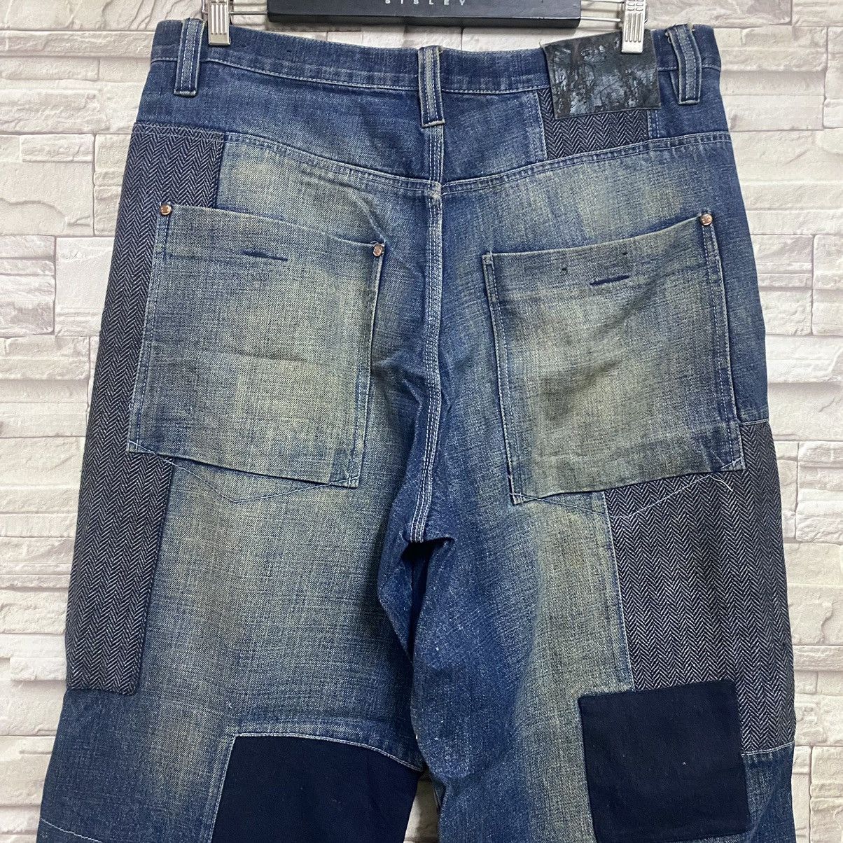 Vintage Vintage LOT29 Denim Baggy Patchwork Jeans Size US 35 - 14 Thumbnail