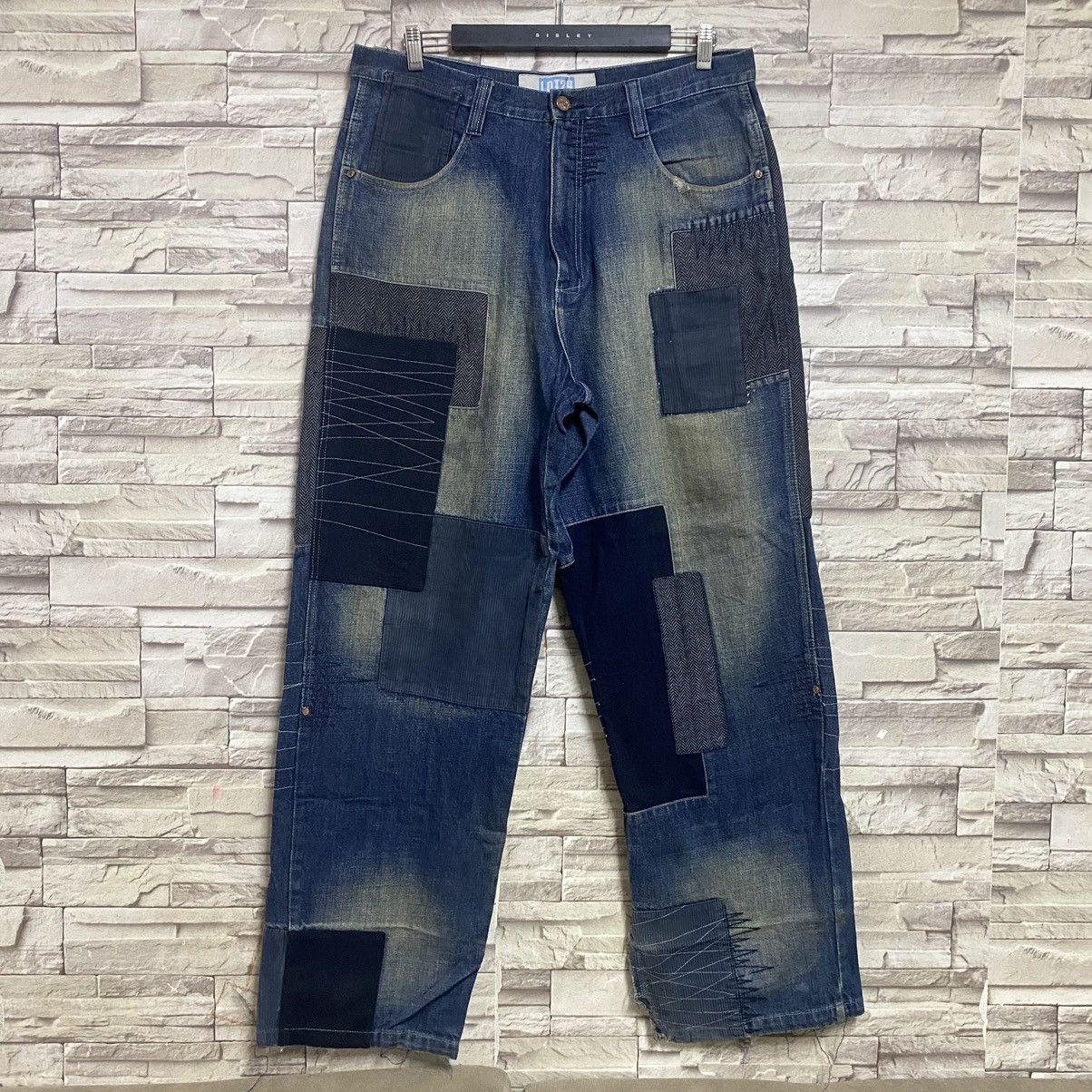 Vintage Vintage LOT29 Denim Baggy Patchwork Jeans Size US 35 - 3 Thumbnail
