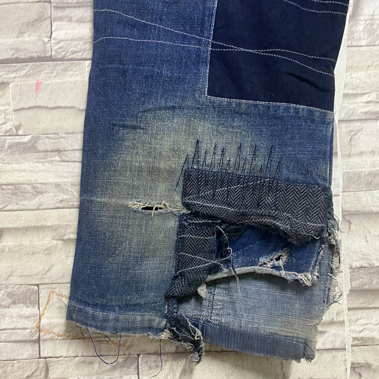 Vintage Vintage LOT29 Denim Baggy Patchwork Jeans Size US 35 - 17 Thumbnail