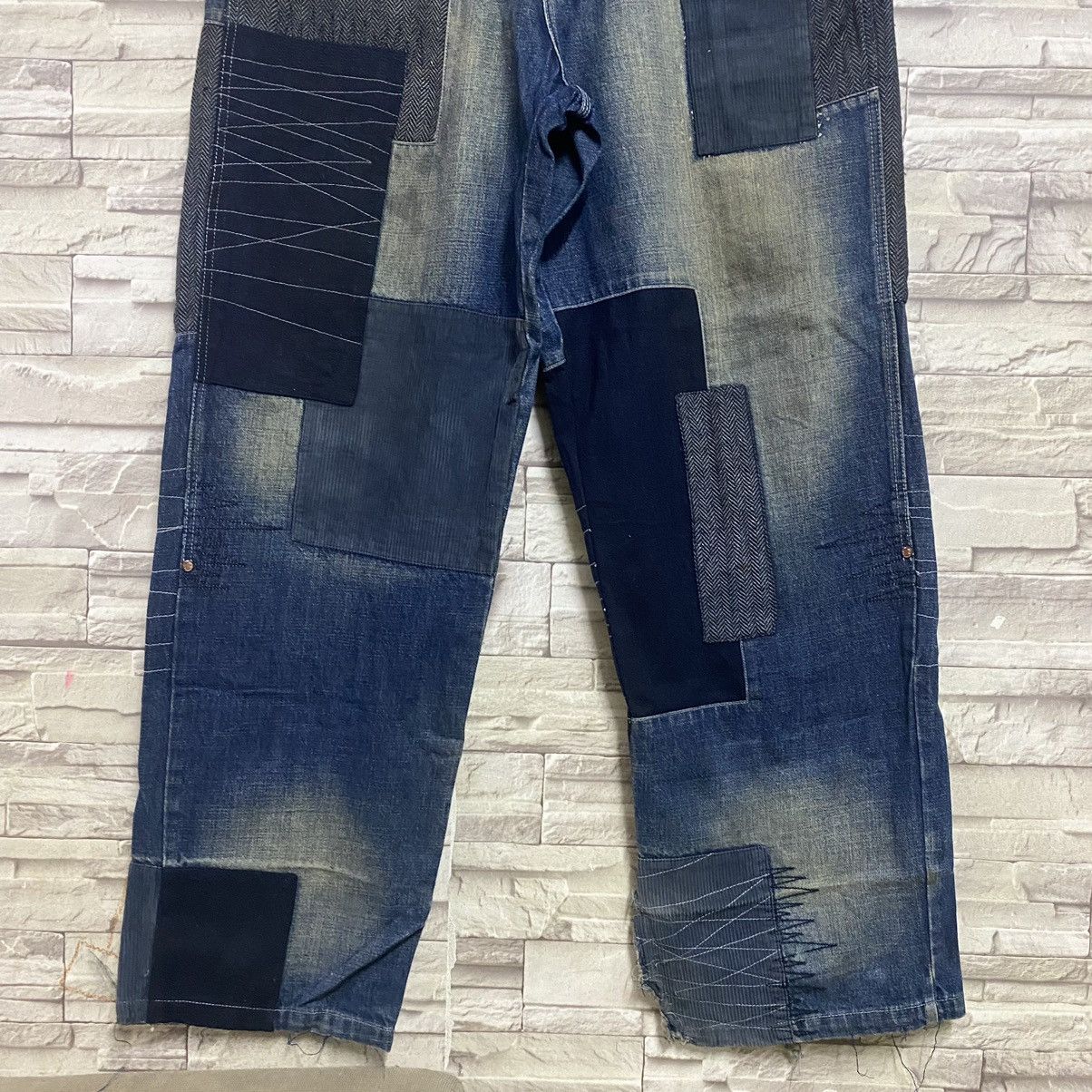 Vintage Vintage LOT29 Denim Baggy Patchwork Jeans Size US 35 - 5 Thumbnail