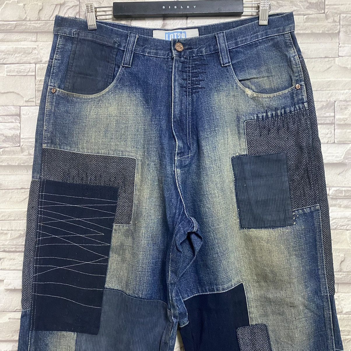 Vintage Vintage LOT29 Denim Baggy Patchwork Jeans Size US 35 - 4 Thumbnail