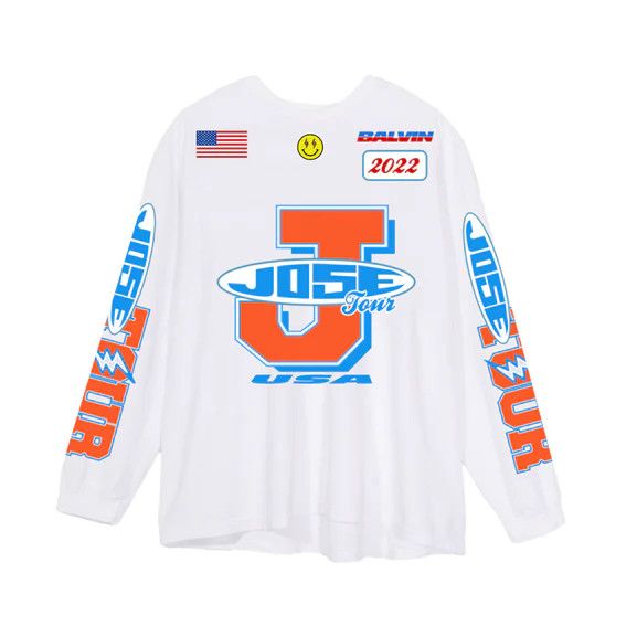 J Balvin × Takashi Murakami × Vintage Large Long Sleeve Racing Jose Tour 2022 White Bad ABC Shirt Size US L / EU 52-54 / 3 - 8 Thumbnail