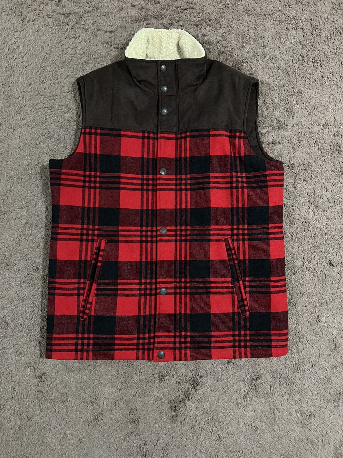 Lucky Brand Men’s Plaid Zip up Vest Size L